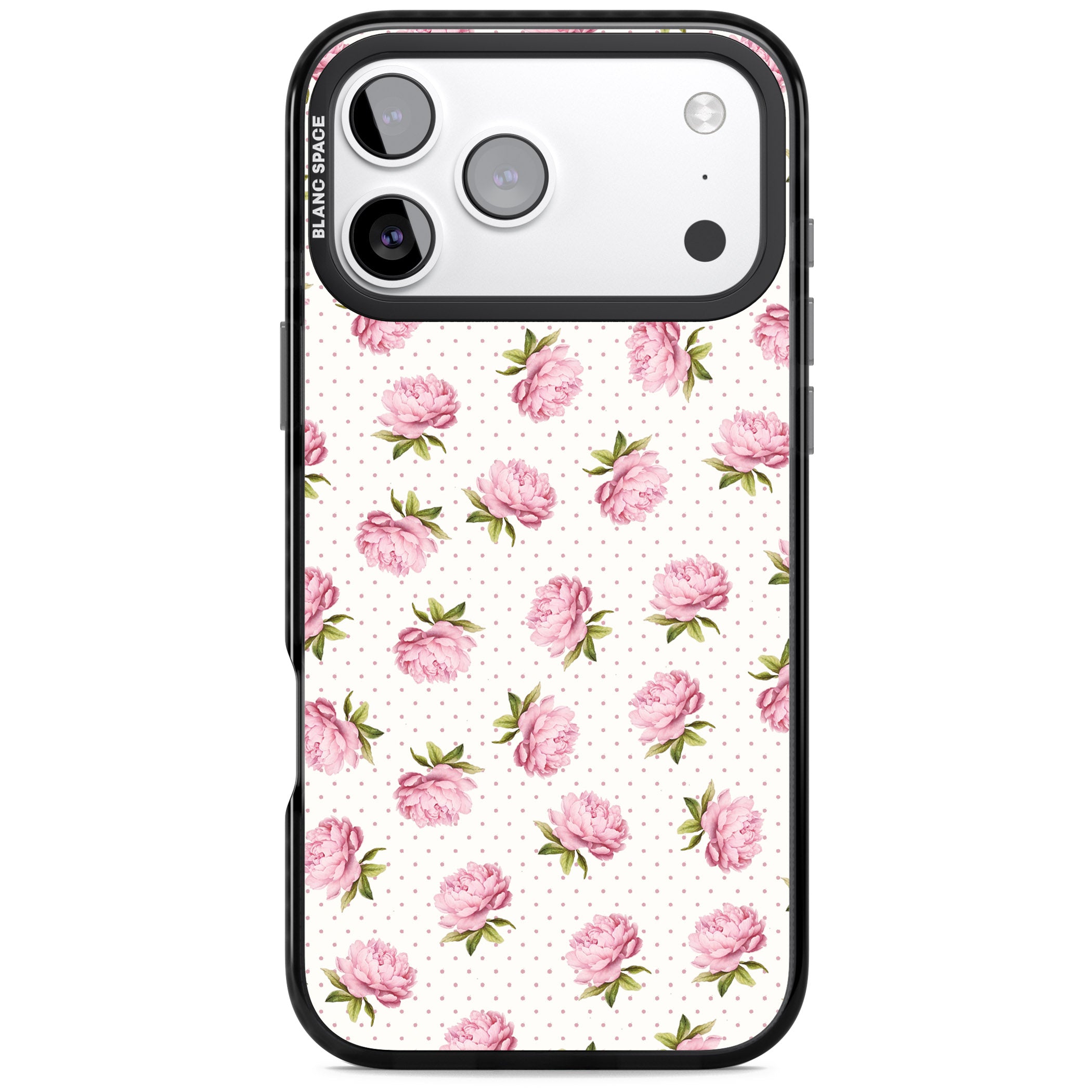 Soft Peonies iPhone 17 Pro Max Impact Black Phone Case