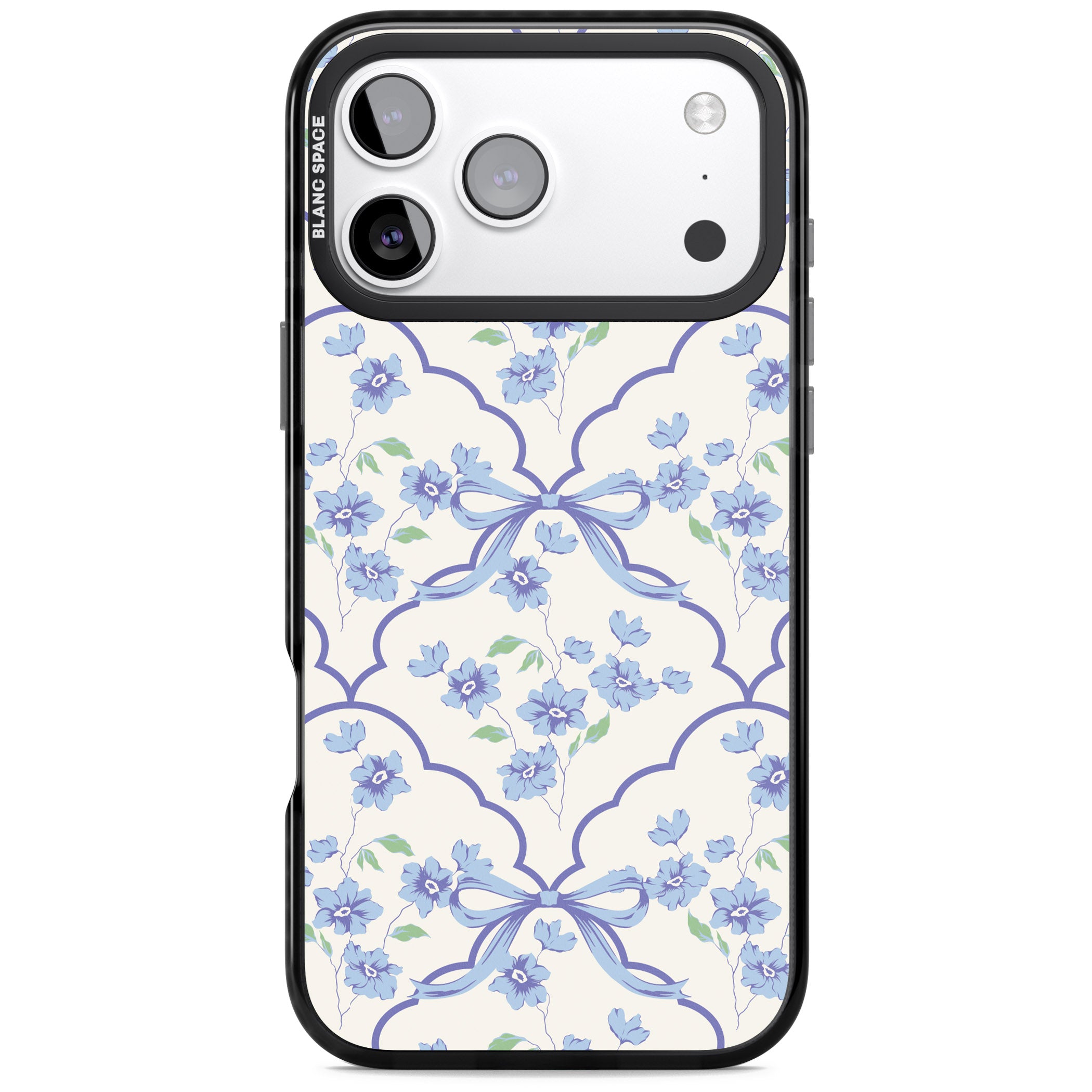 Blue Cottage Floral iPhone 17 Pro Max Impact Black Phone Case