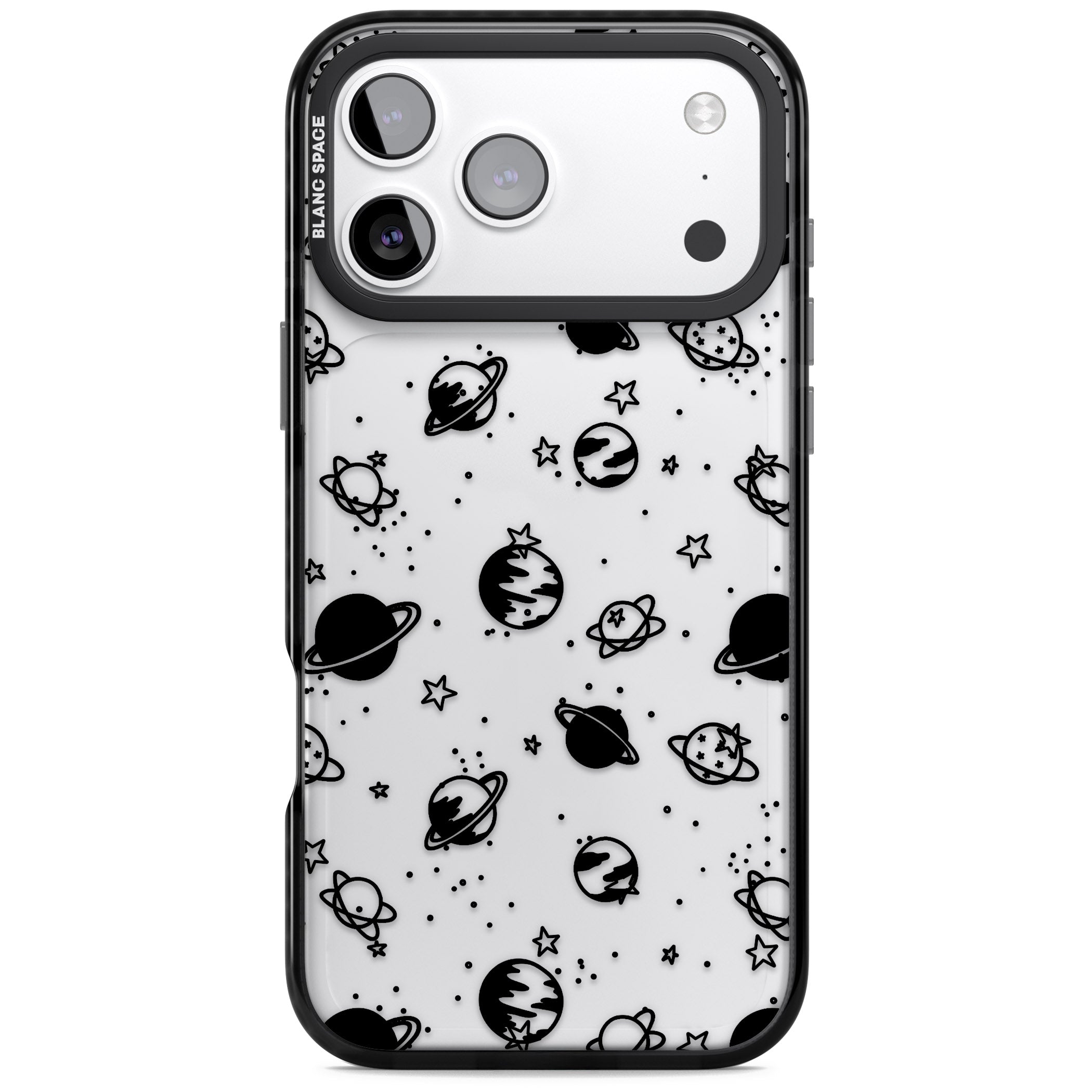 Black Planets iPhone 17 Pro Max Impact Black Phone Case