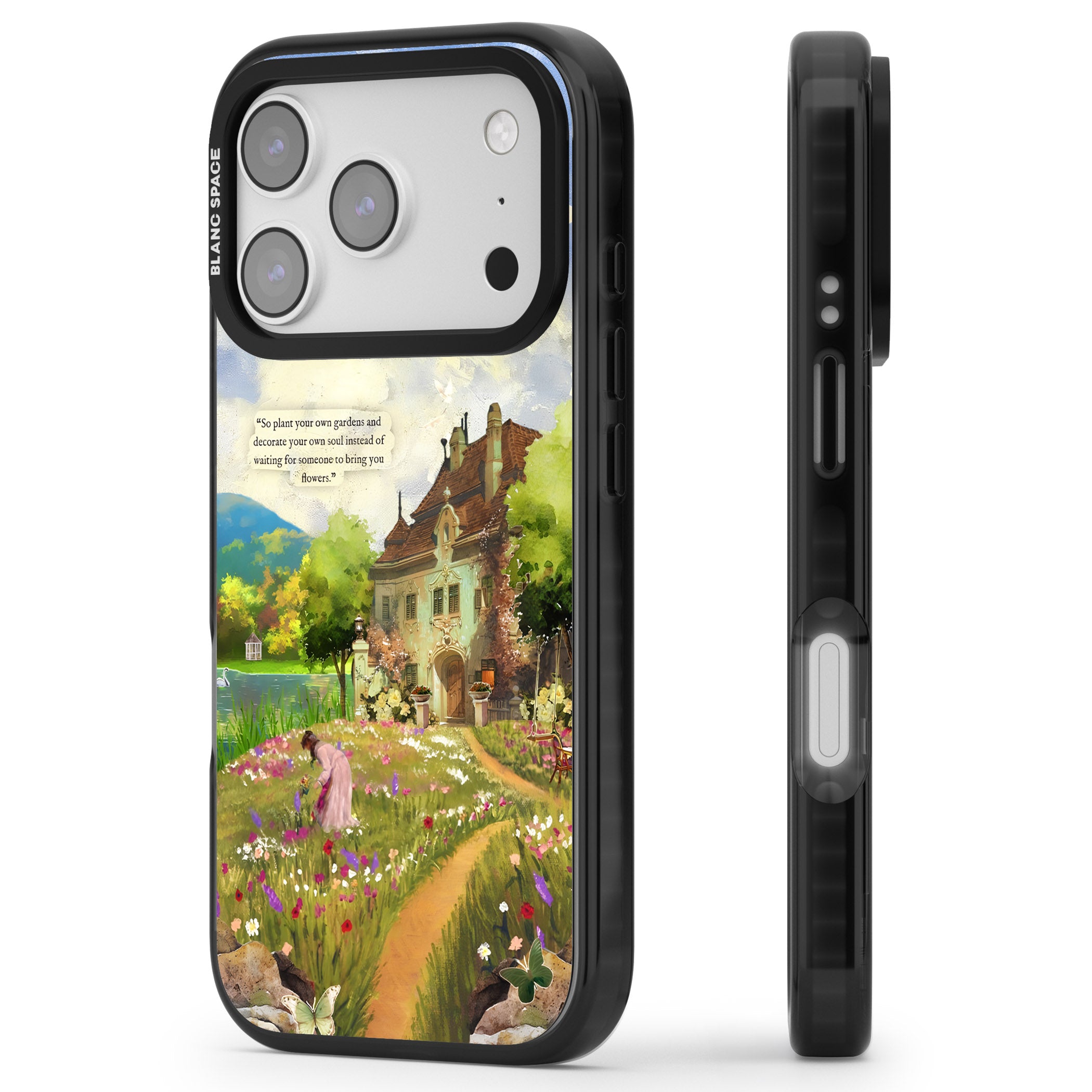 Spring Cottage iPhone 17 Pro Max Impact Black Phone Case Side Profile