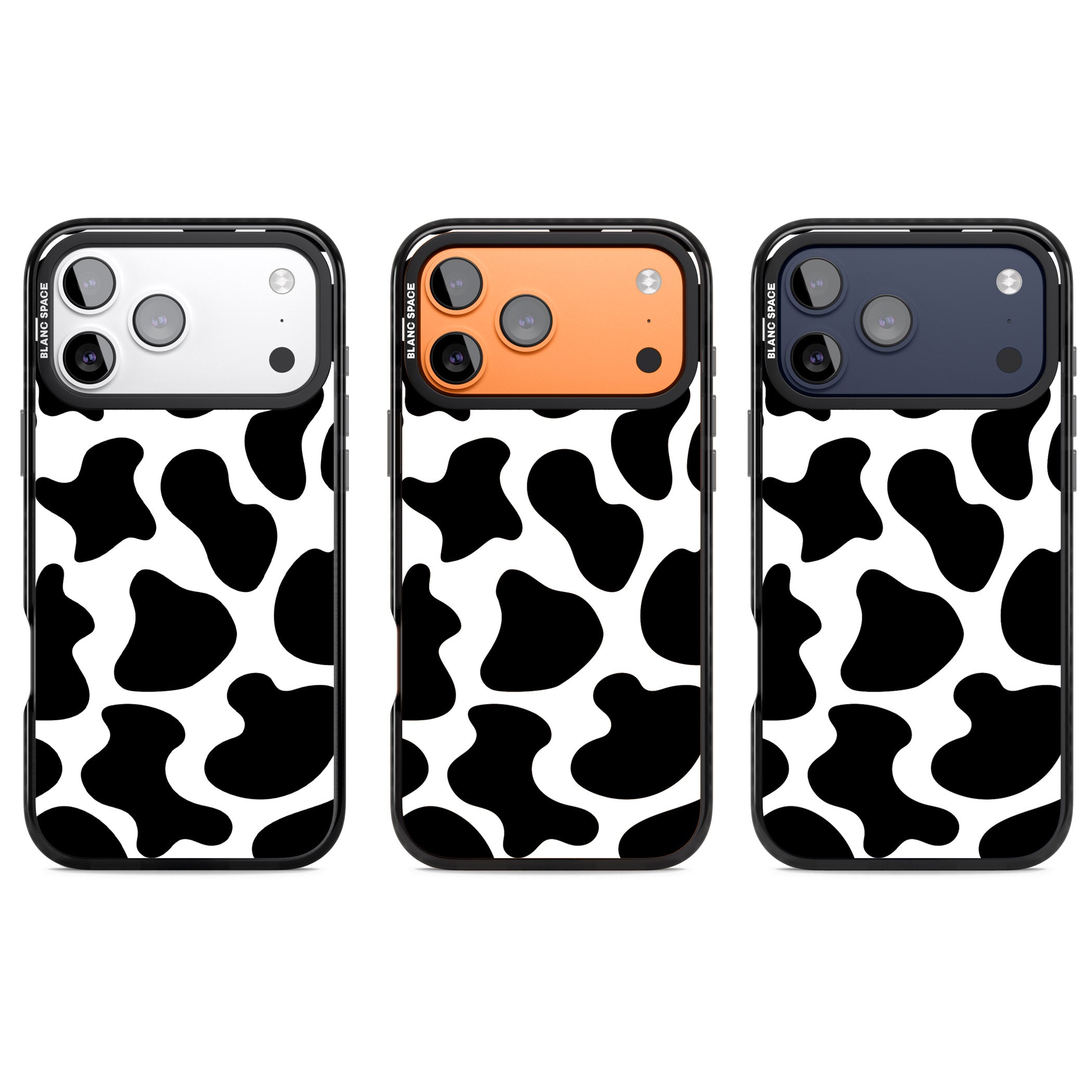 Cow Print iPhone 17 Pro Impact Black Phone Case APT Impact Protection