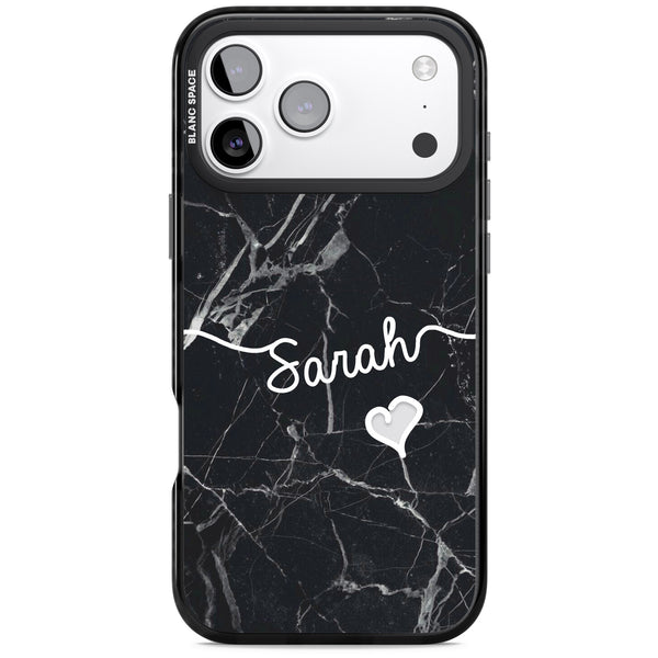 Personalised Black Marble Heart