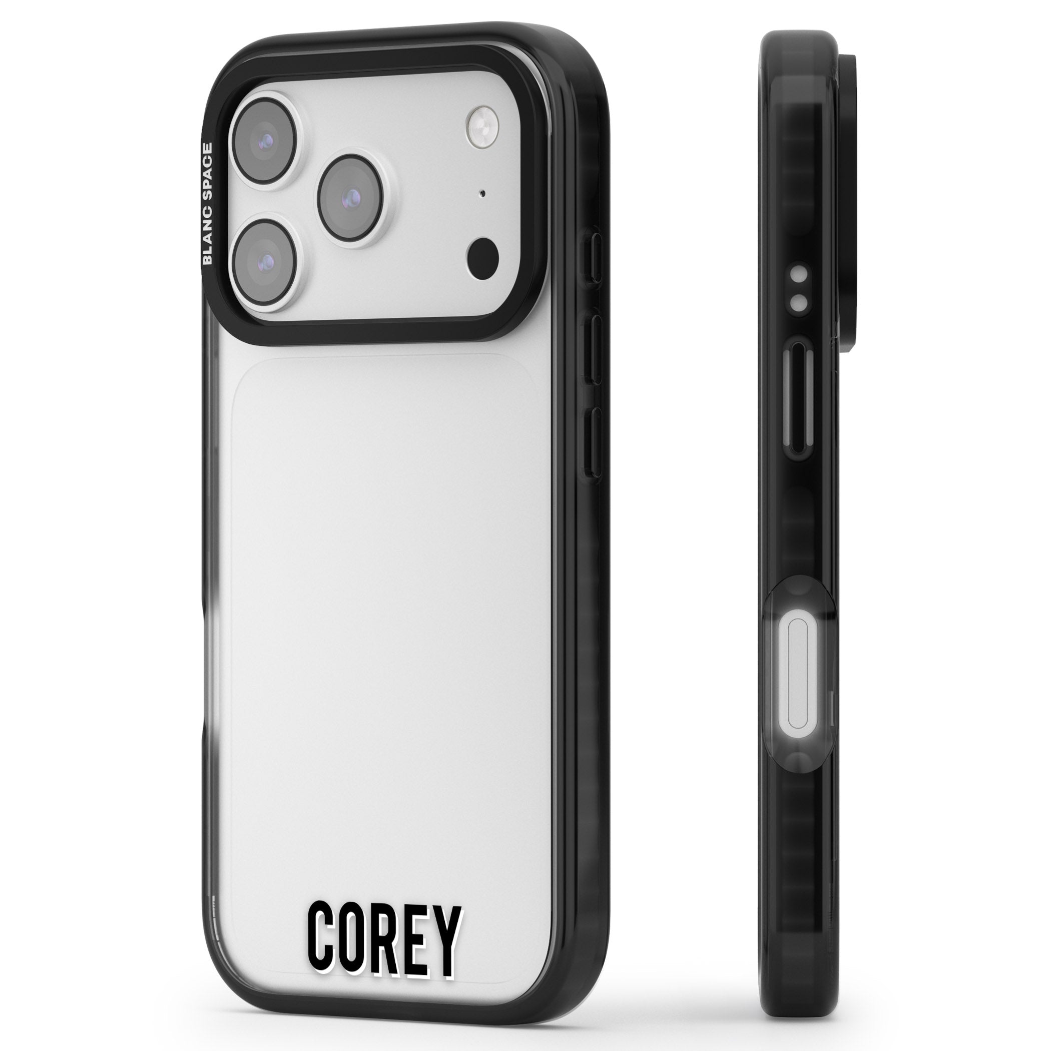 Personalised Bottom Name iPhone 17 Pro Max Impact Black Phone Case Side Profile