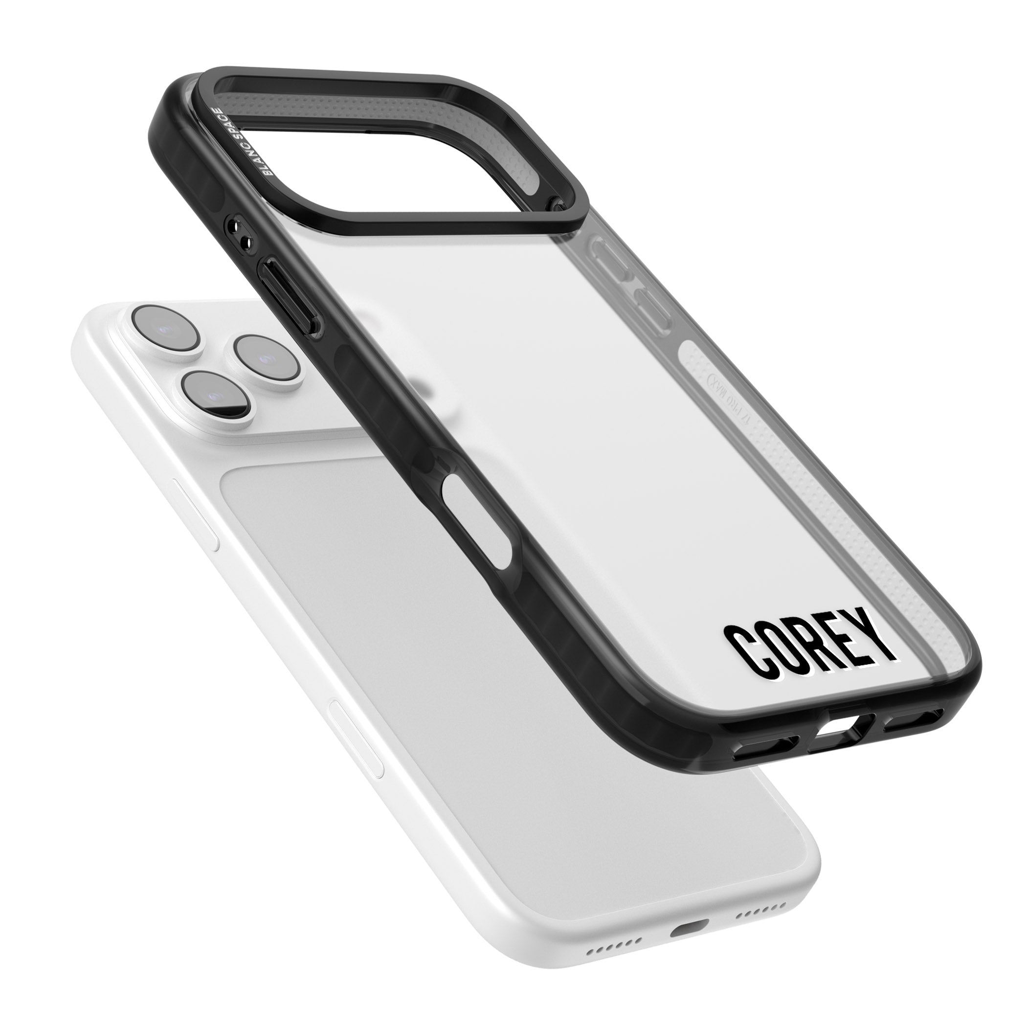 Personalised Bottom Name iPhone 17 Pro Max Impact Black Phone Case Colours