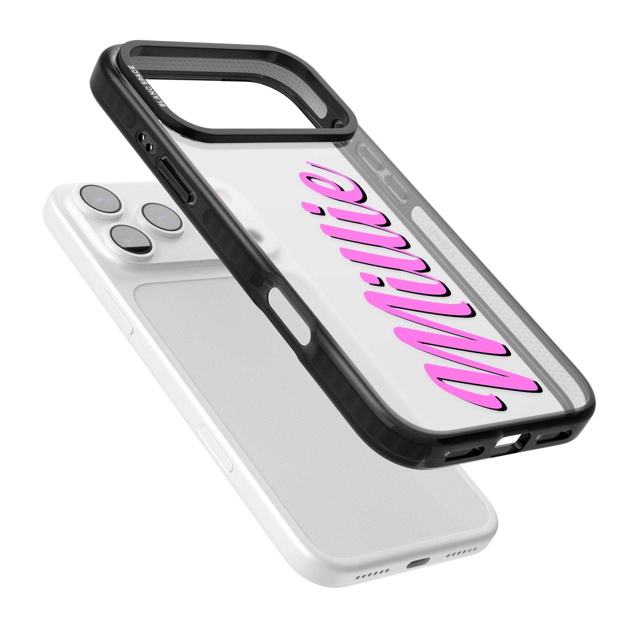 Personalised Cute Vertical Name iPhone 17 Pro Max Impact Black Phone Case Colours