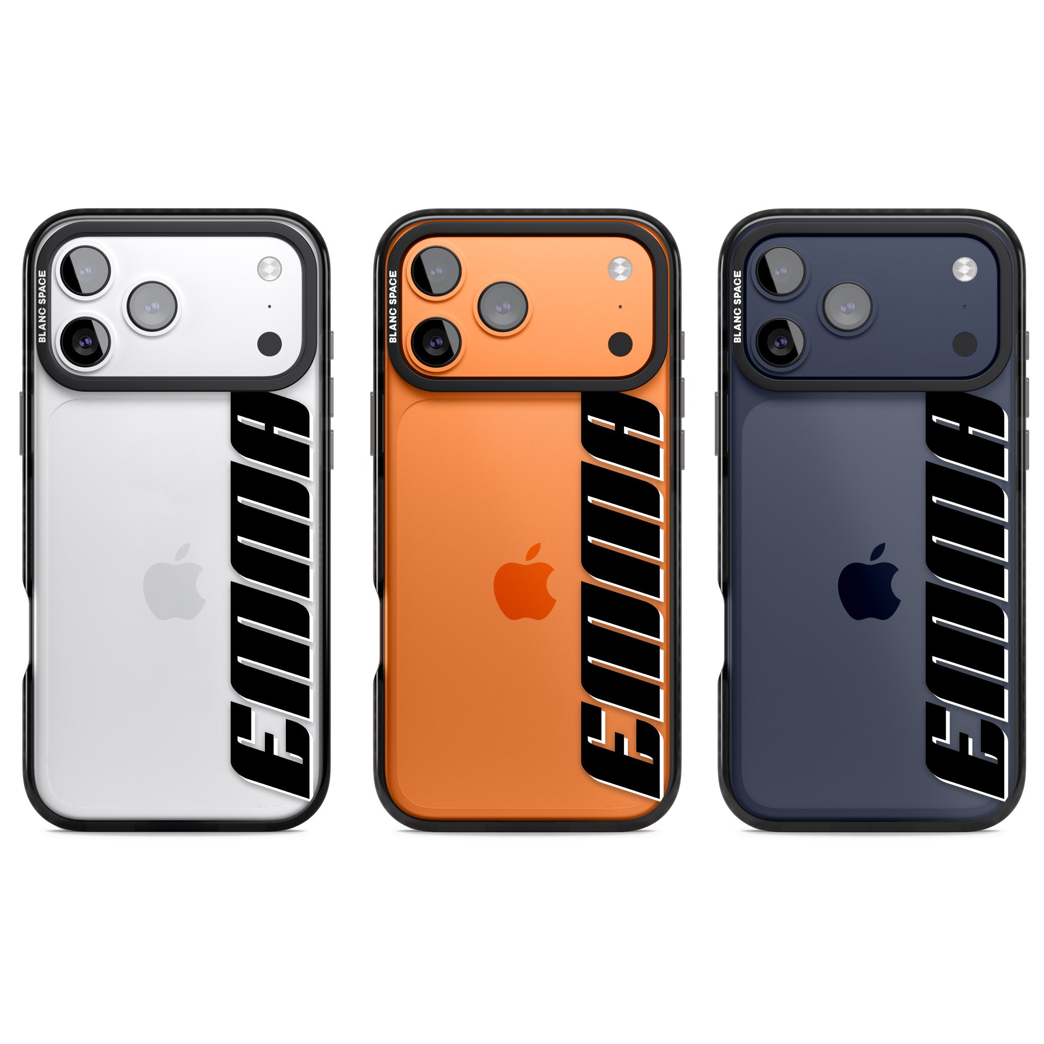 Personalised Vertical Bold Name iPhone 17 Pro Impact Black Phone Case APT Impact Protection