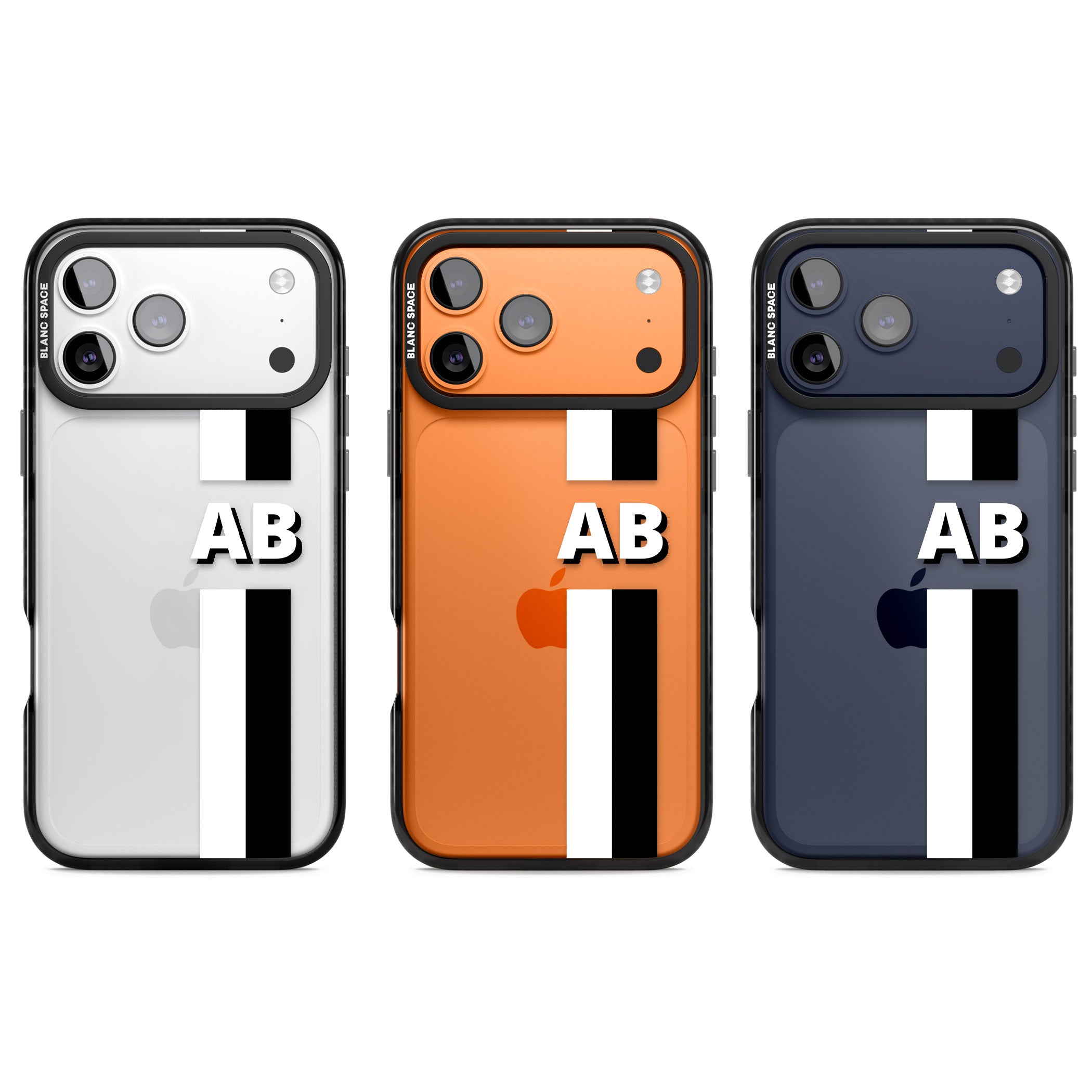 Personalised Bold Two Stripe Name iPhone 17 Pro Impact Black Phone Case APT Impact Protection