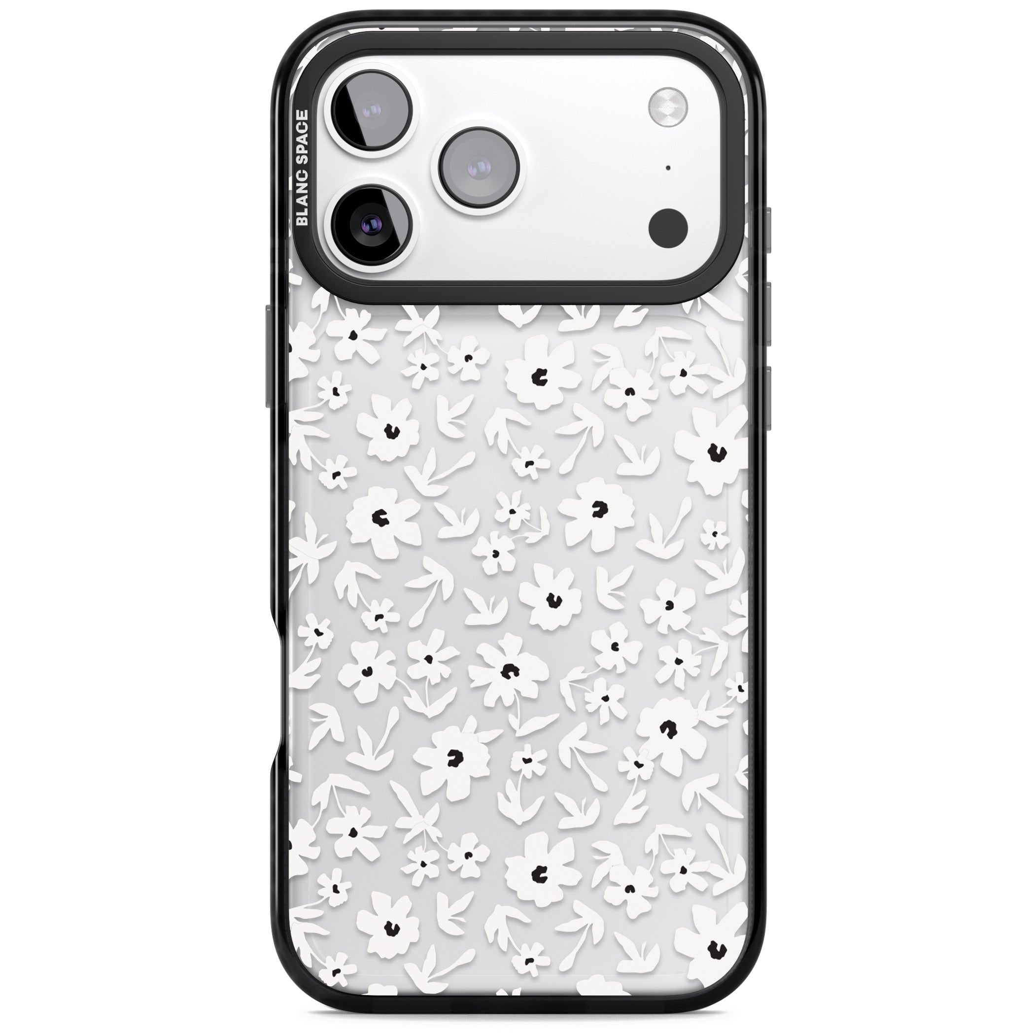 Monochrome Floral iPhone 17 Pro Max Impact Black Phone Case