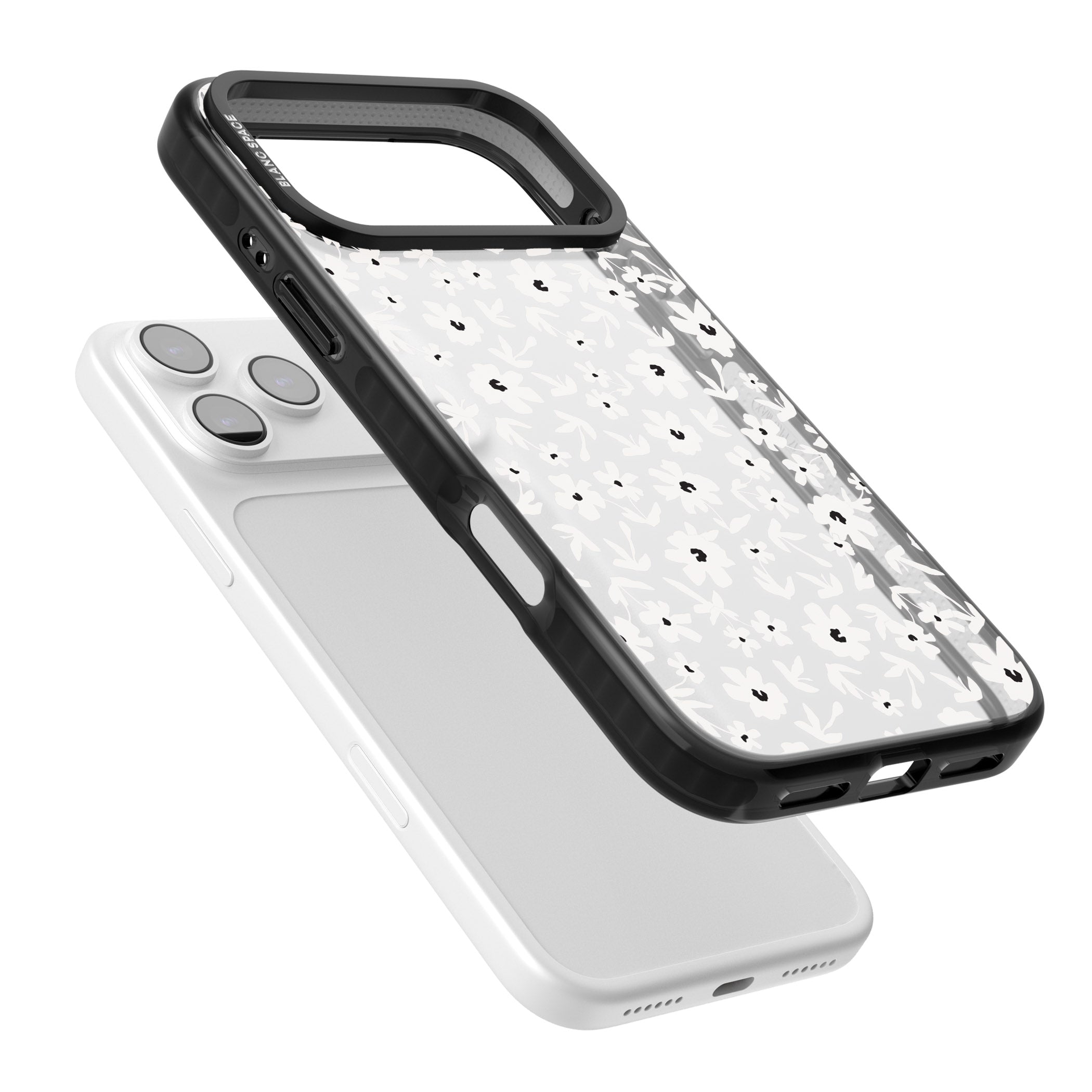 Monochrome Floral iPhone 17 Pro Max Impact Black Phone Case Colours