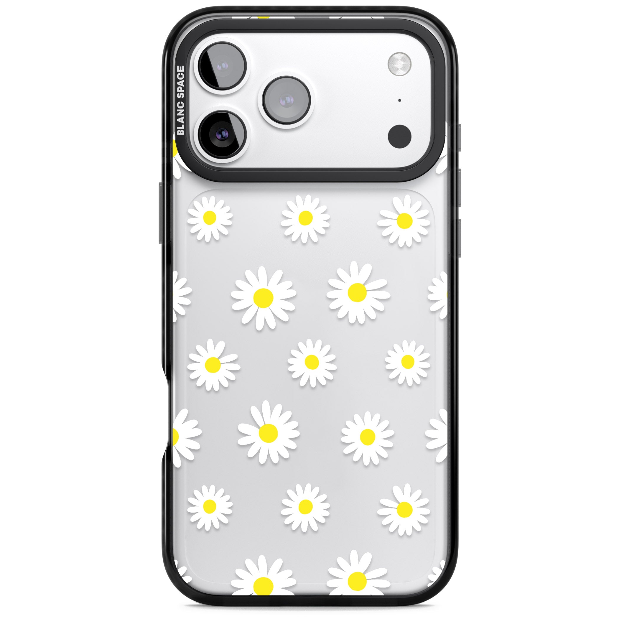 Personalised White Daisy Pattern iPhone 17 Pro Max Impact Black Phone Case