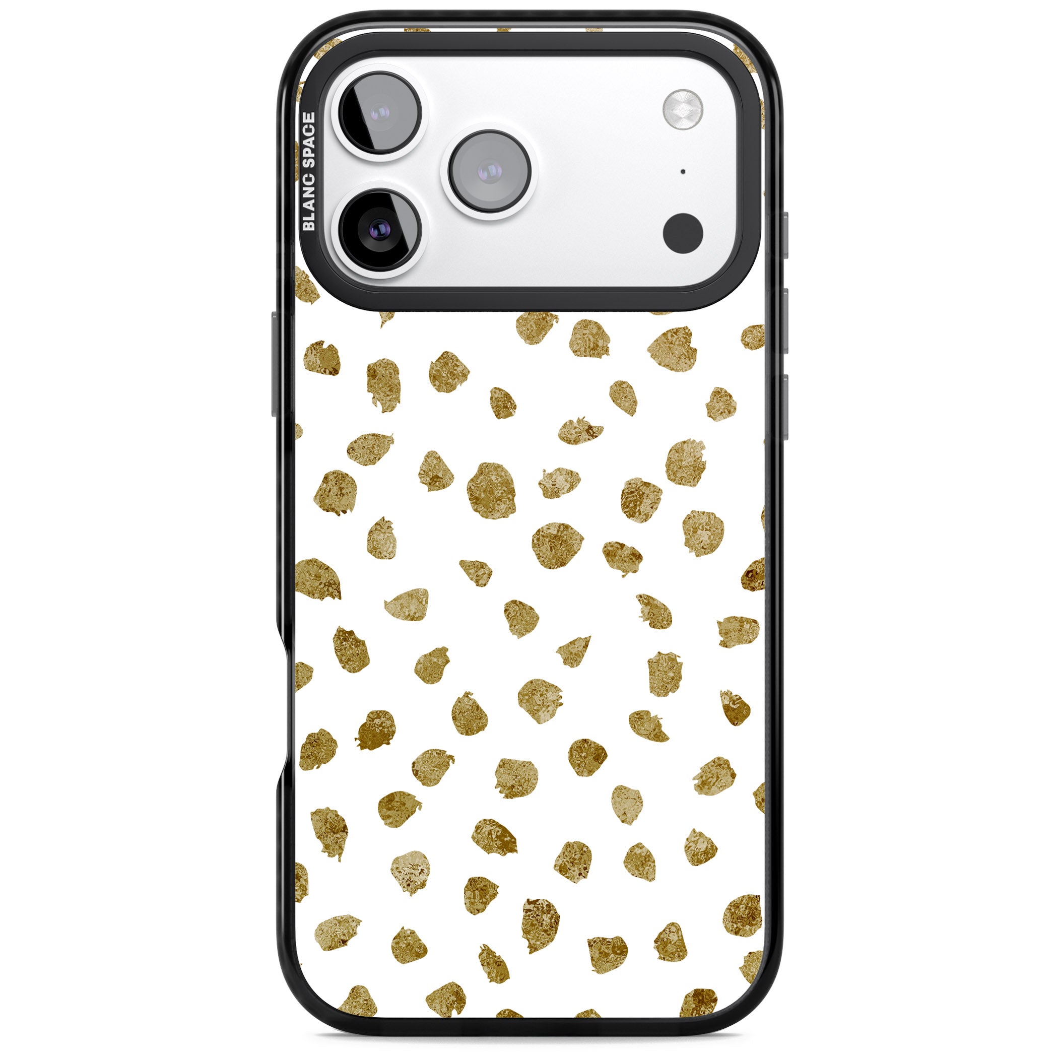 Golden Speckle iPhone 17 Pro Max Impact Black Phone Case