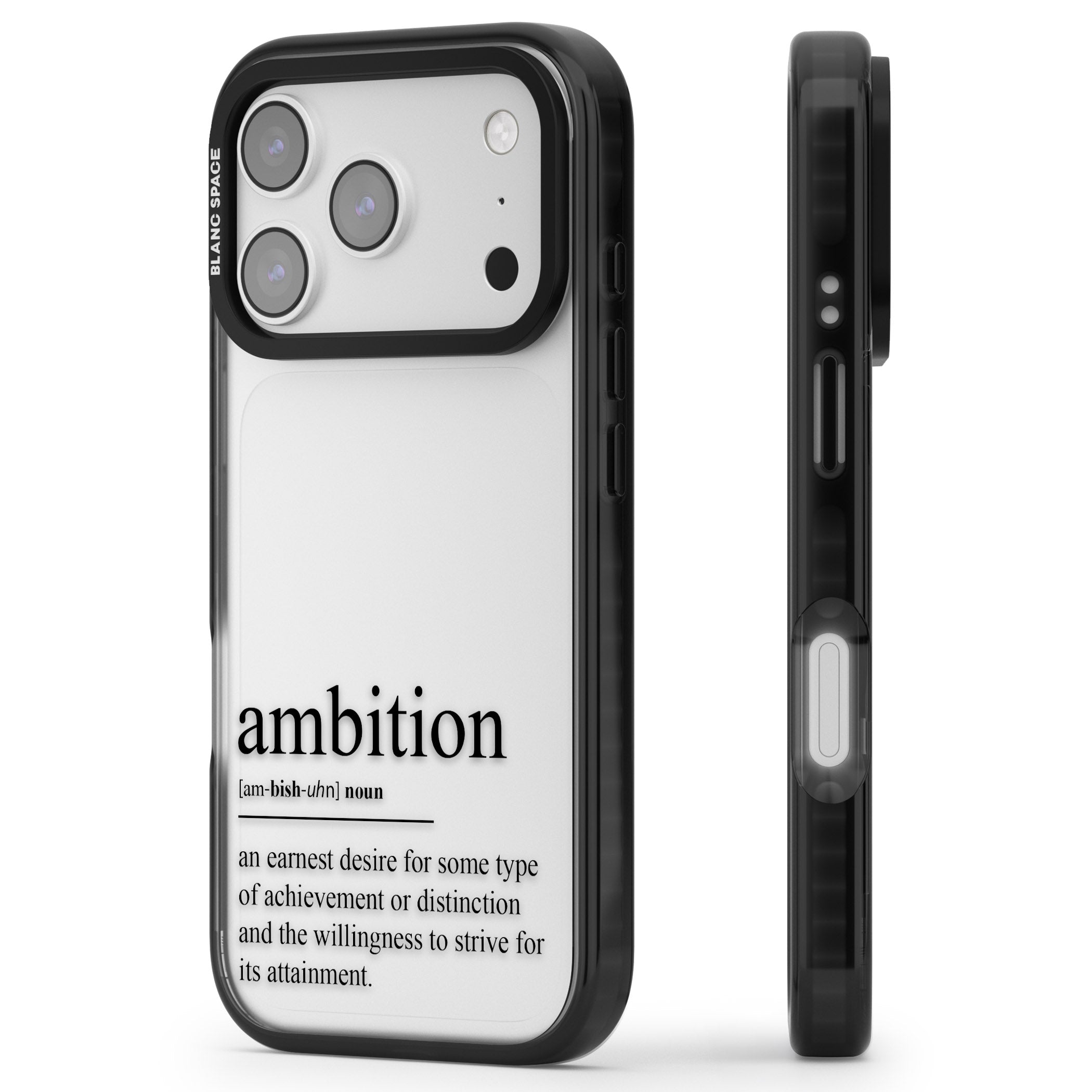Ambition iPhone 17 Pro Max Impact Black Phone Case Side Profile