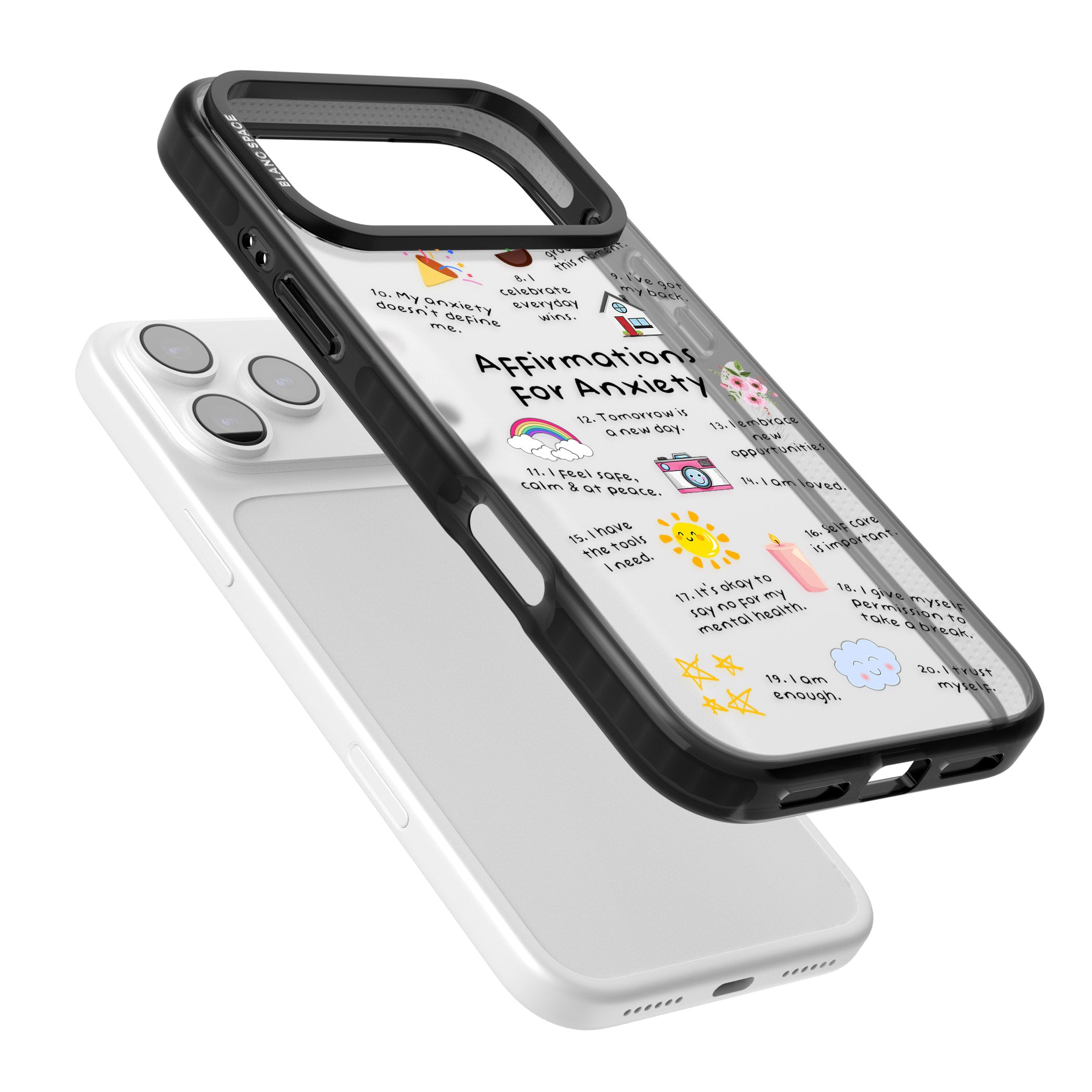 Anxiety Black Text iPhone 17 Pro Max Impact Black Phone Case Colours