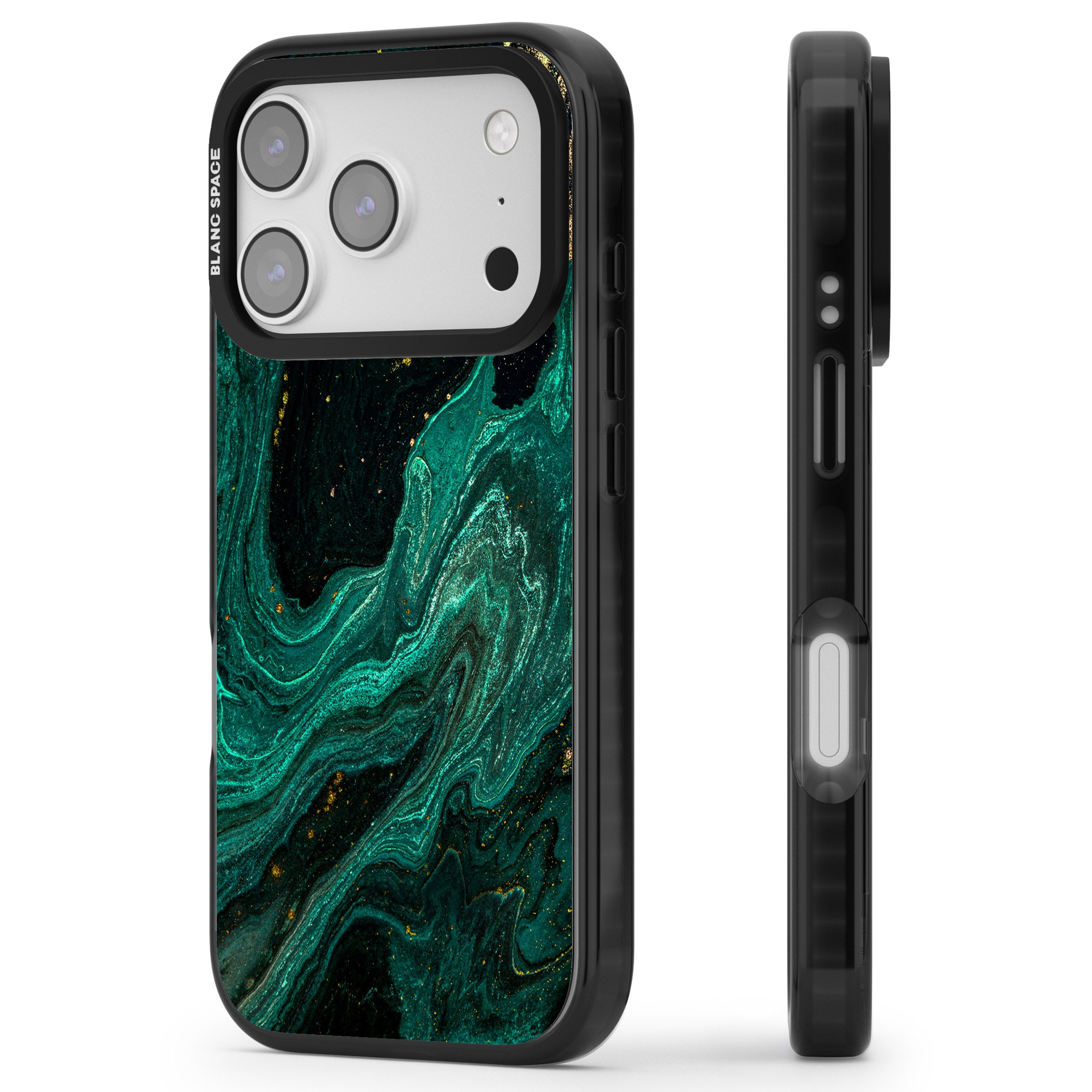 Emerald Lagoon iPhone 17 Pro Max Impact Black Phone Case Side Profile