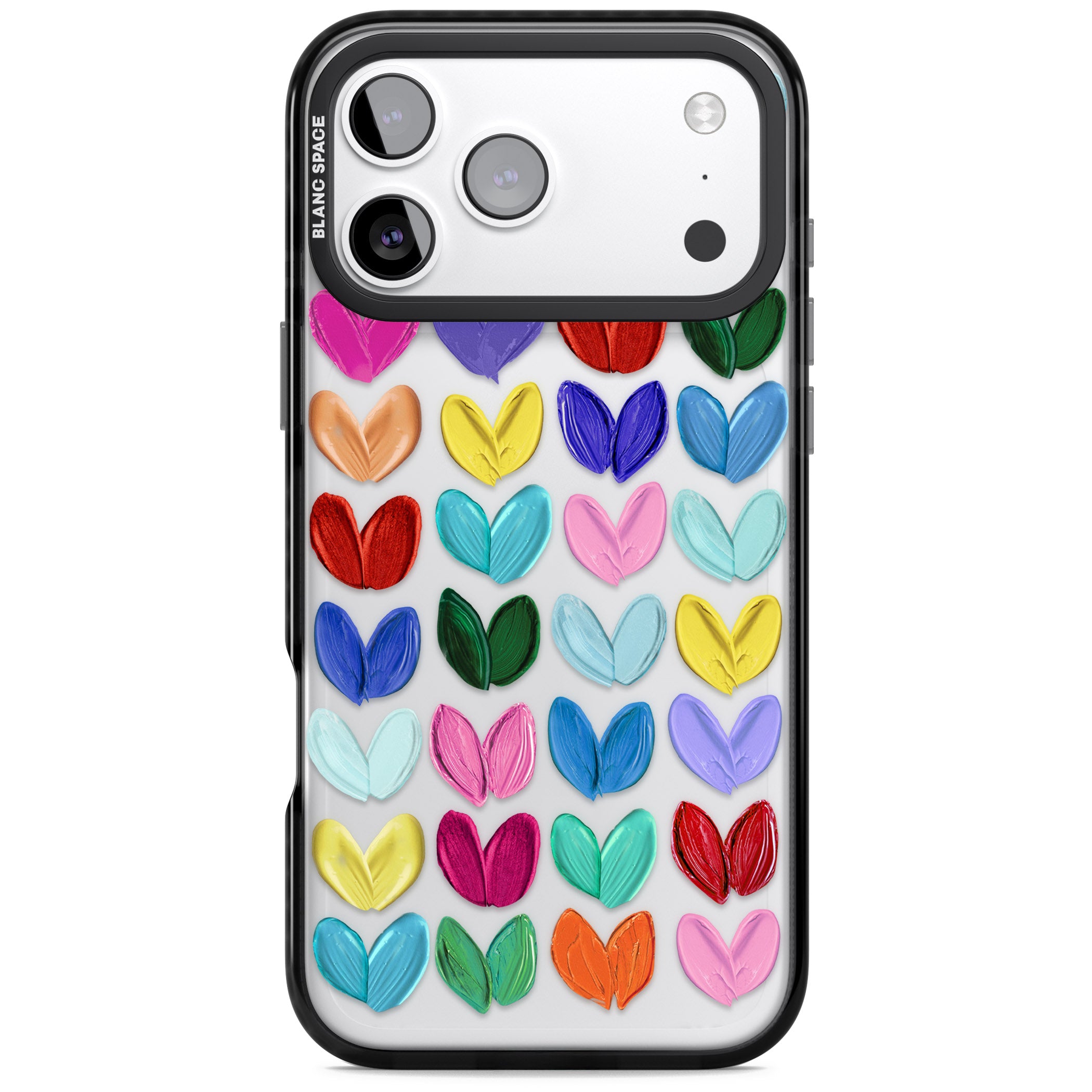 Oil Painted Hearts iPhone 17 Pro Max Impact Black Phone Case