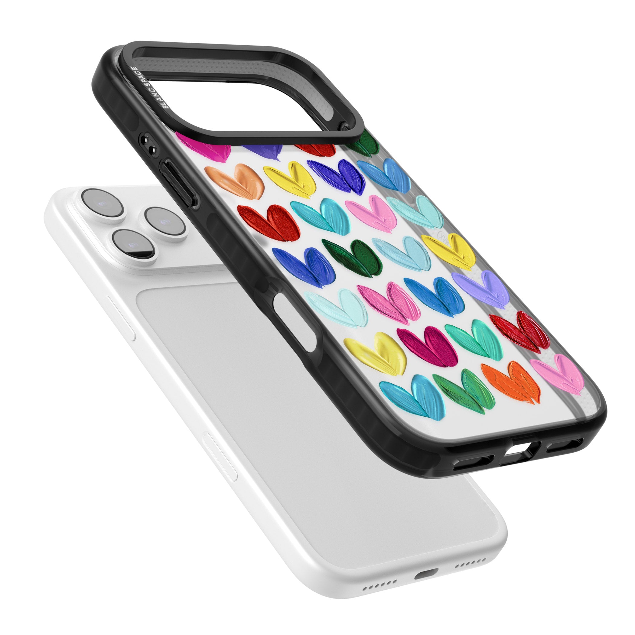 Oil Painted Hearts iPhone 17 Pro Max Impact Black Phone Case Colours
