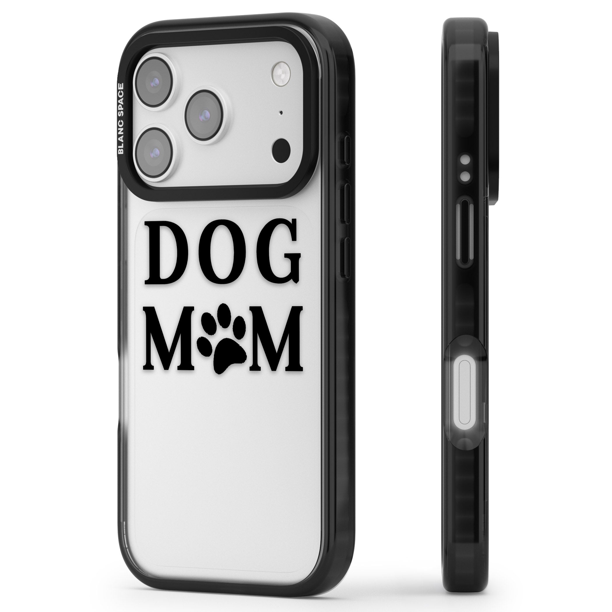 Dog Mom iPhone 17 Pro Max Impact Black Phone Case Side Profile