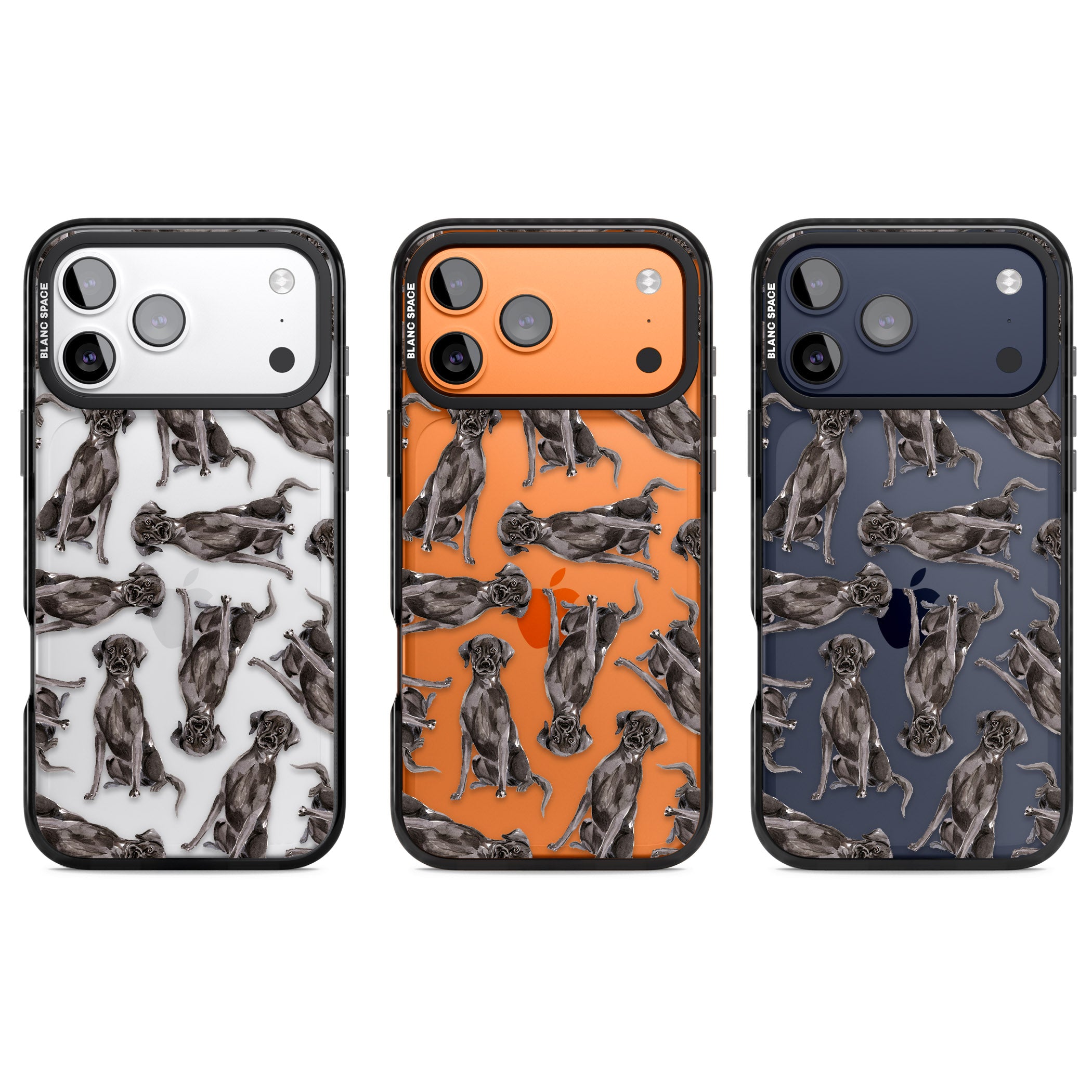 Black Labrador Watercolor Pattern iPhone 17 Pro Impact Black Phone Case APT Impact Protection