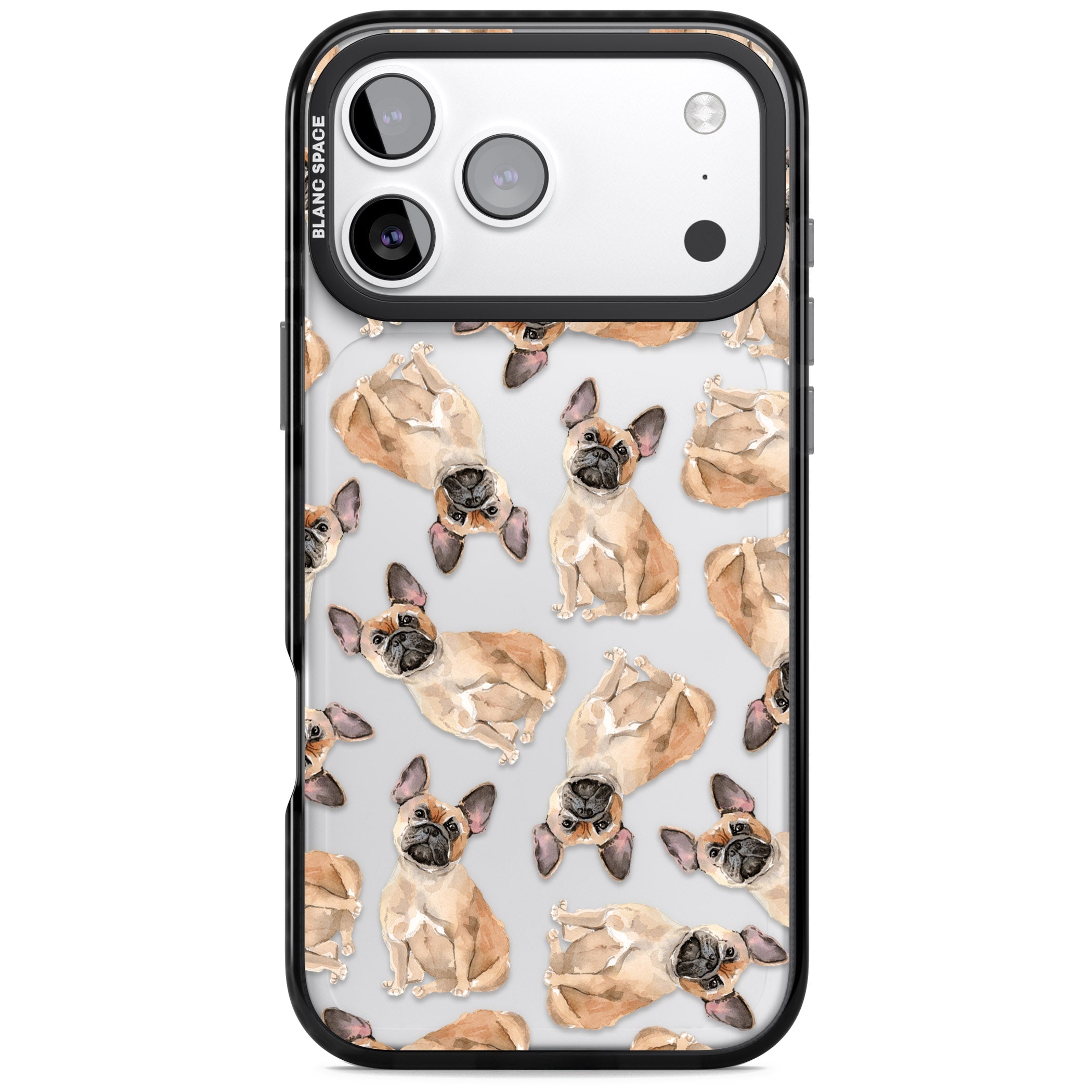 French Bulldog Watercolour Pattern iPhone 17 Pro Max Impact Black Phone Case