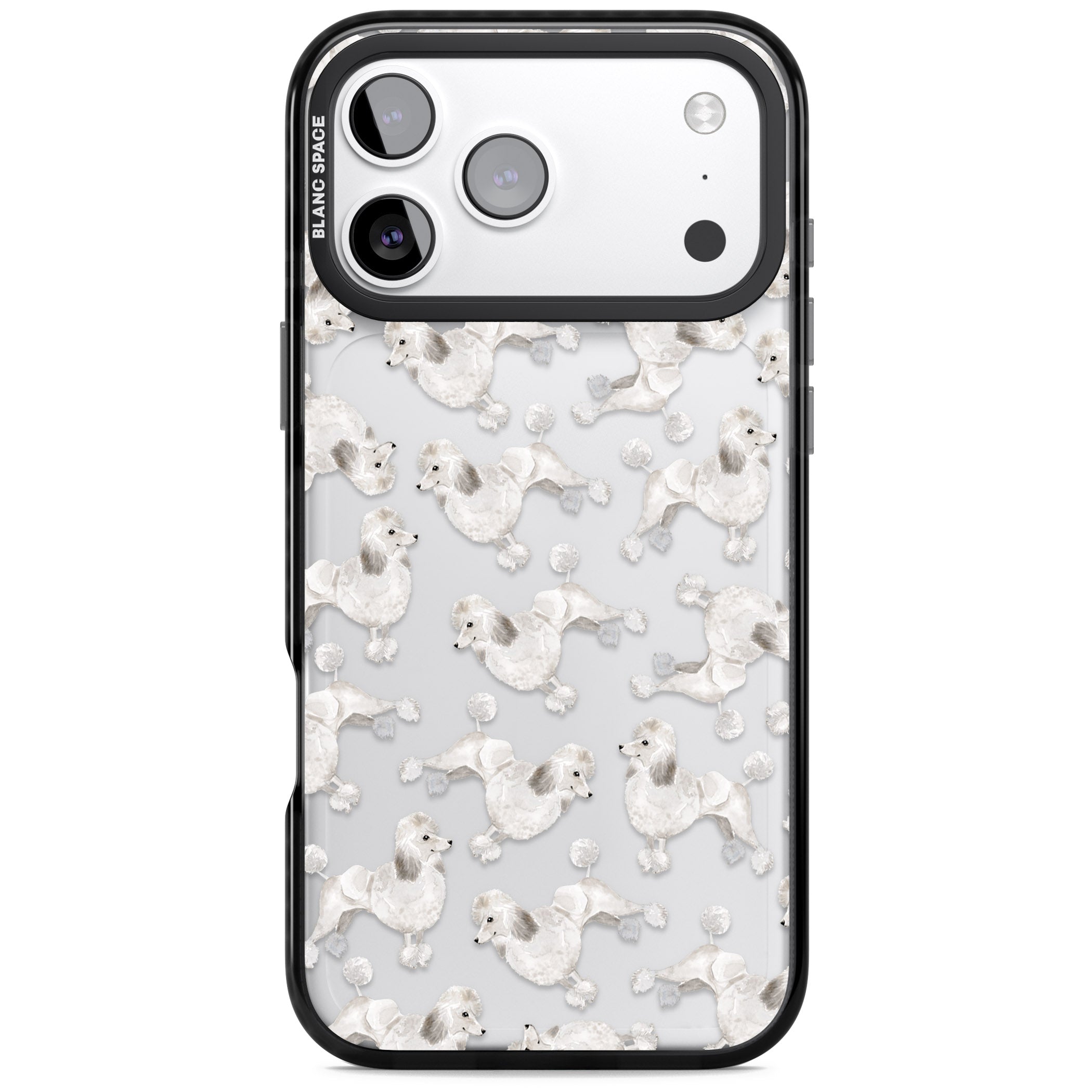 Poodle Watercolor Pattern iPhone 17 Pro Max Impact Black Phone Case