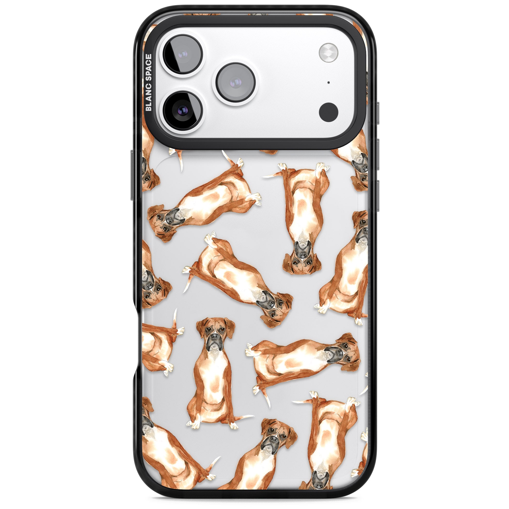 Boxer Watercolor Dog Pattern iPhone 17 Pro Max Impact Black Phone Case