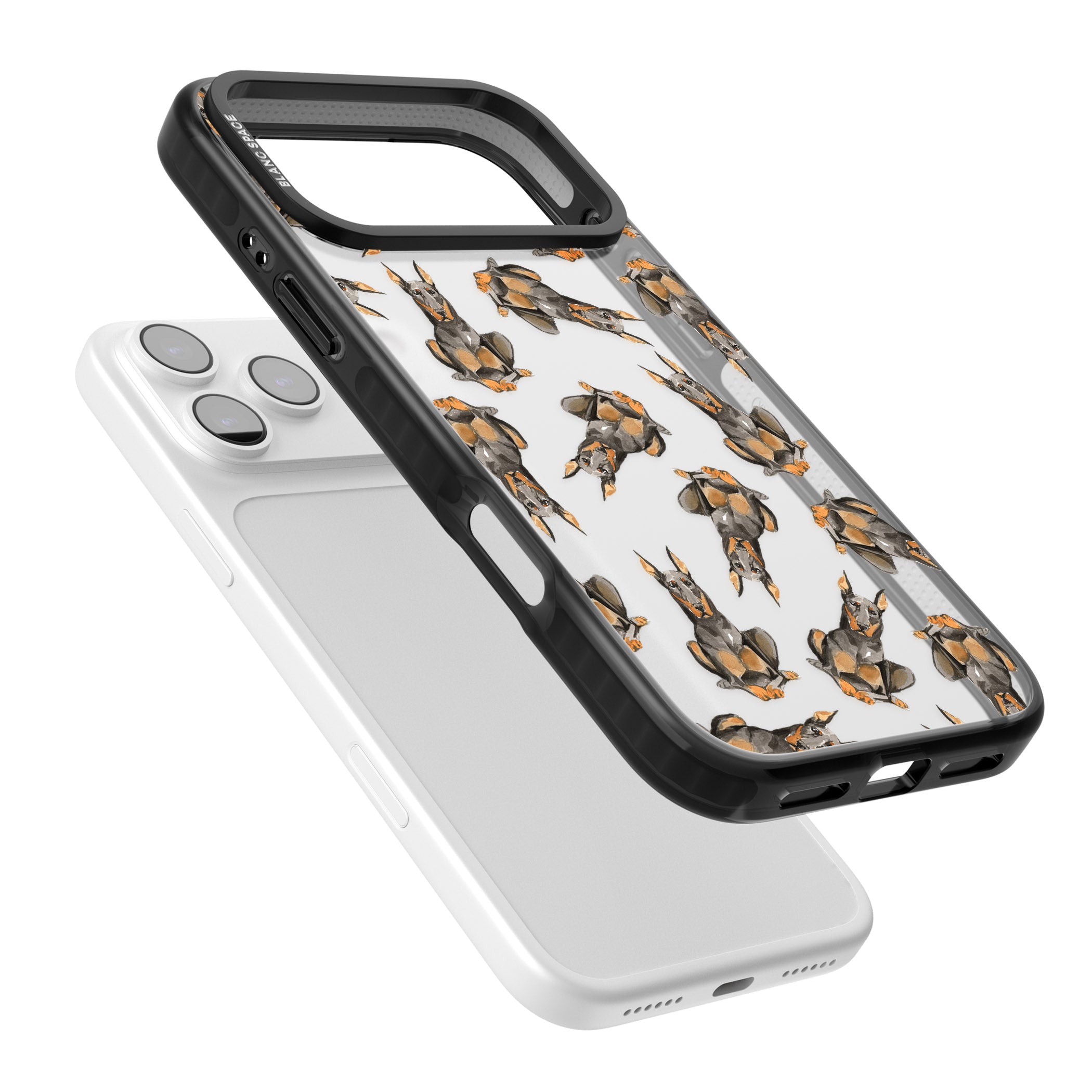 Doberman Watercolor Dog iPhone 17 Pro Max Impact Black Phone Case Colours