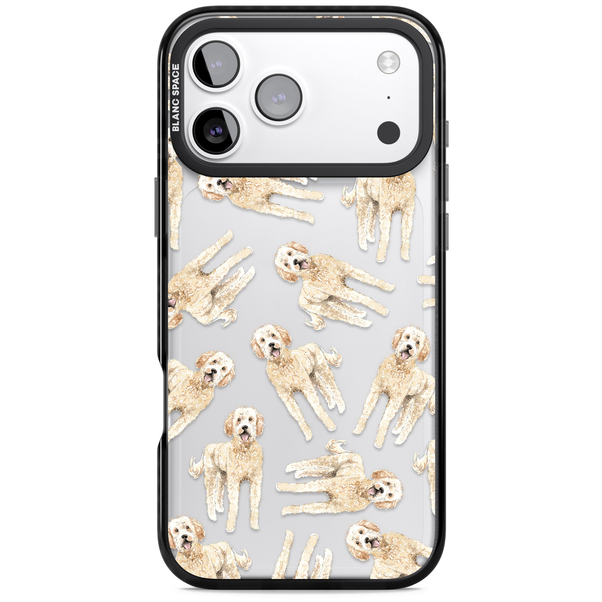Goldendoodle Watercolour Dog Pattern iPhone 17 Pro Max Impact Black Phone Case