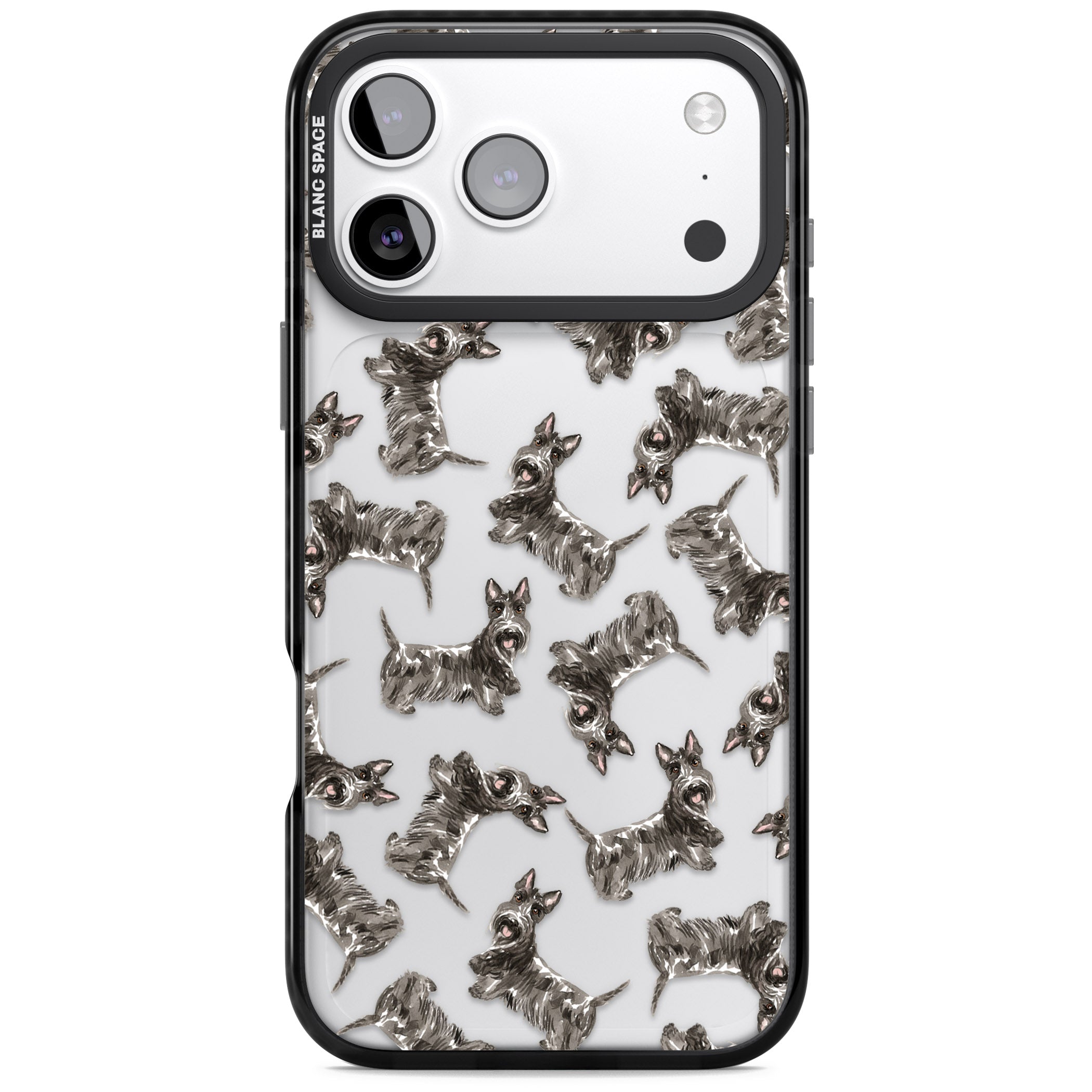 Scottish Terrier Pattern iPhone 17 Pro Max Impact Black Phone Case