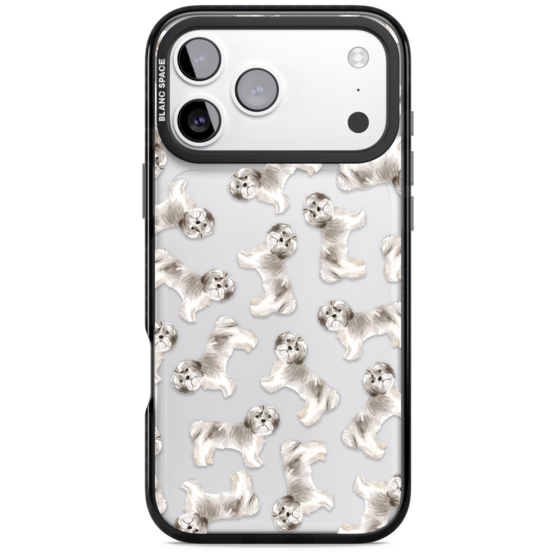 Shih Tzu Dog Pattern iPhone 17 Pro Max Impact Black Phone Case
