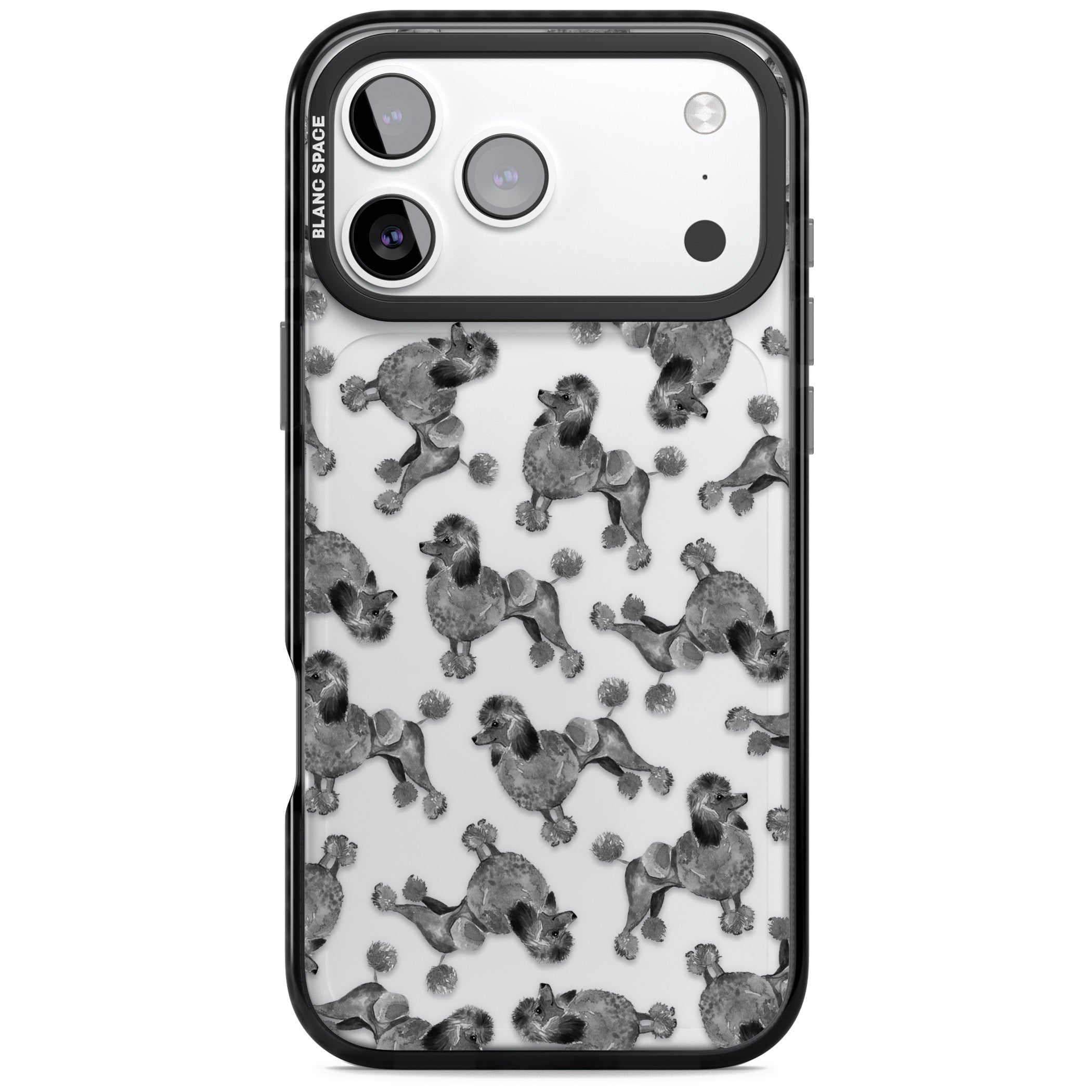 Poodle Pattern iPhone 17 Pro Impact Black Phone Case