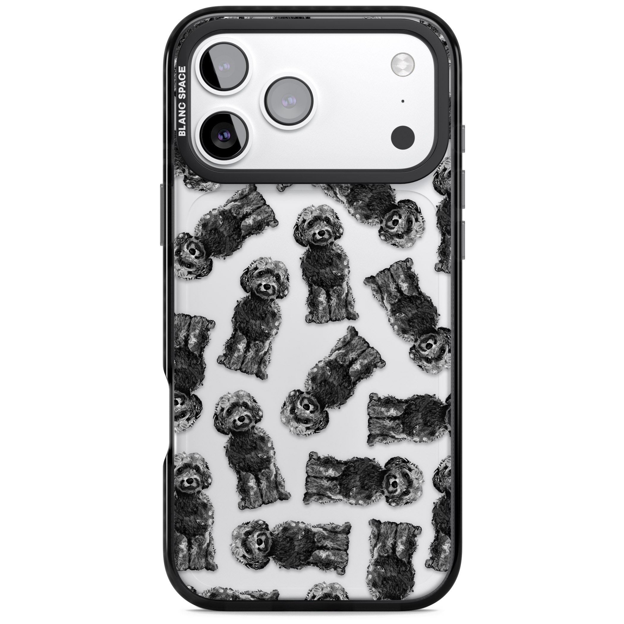 Black Cockapoo Watercolor iPhone 17 Pro Impact Black Phone Case