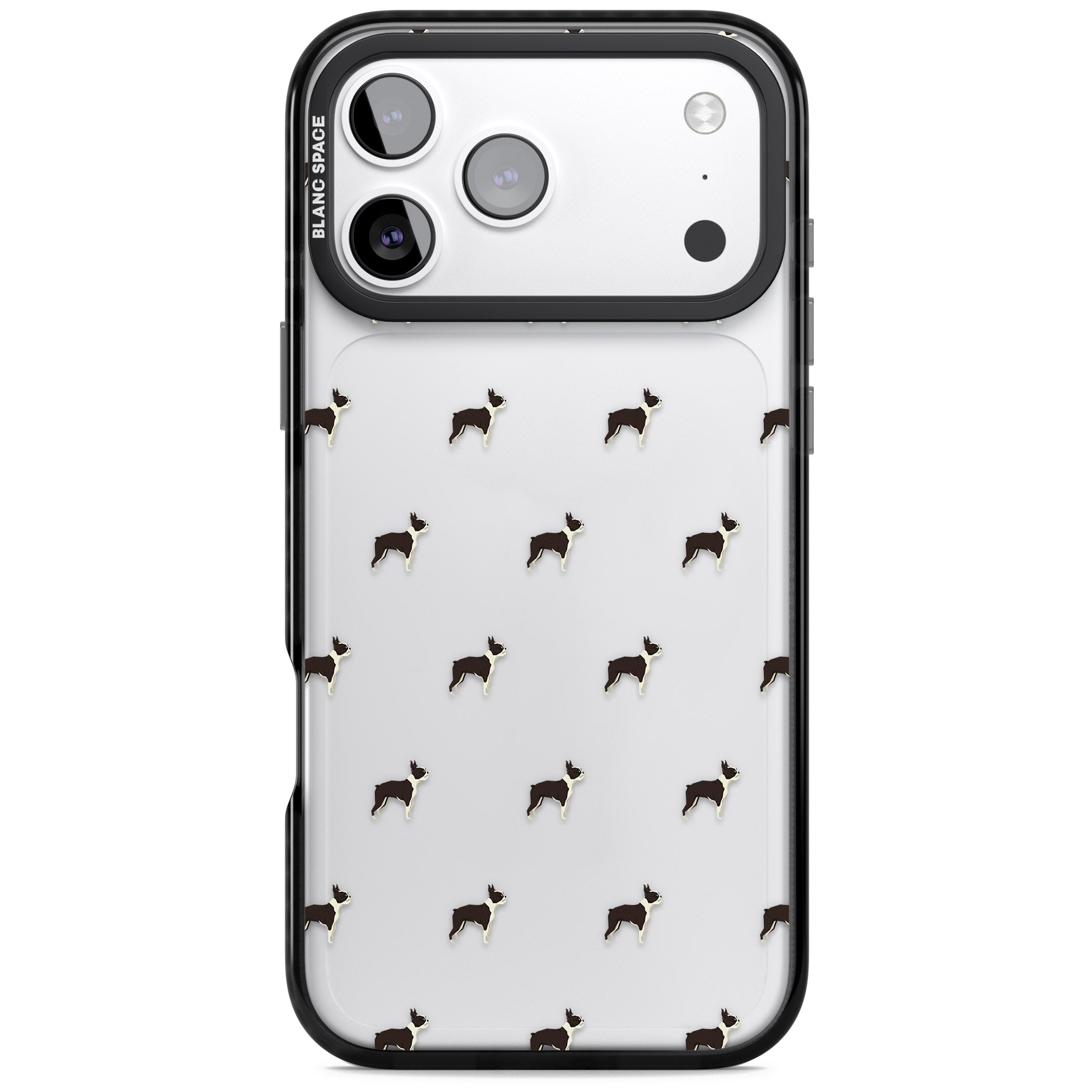 Boston Terrier Pattern iPhone 17 Pro Max Impact Black Phone Case