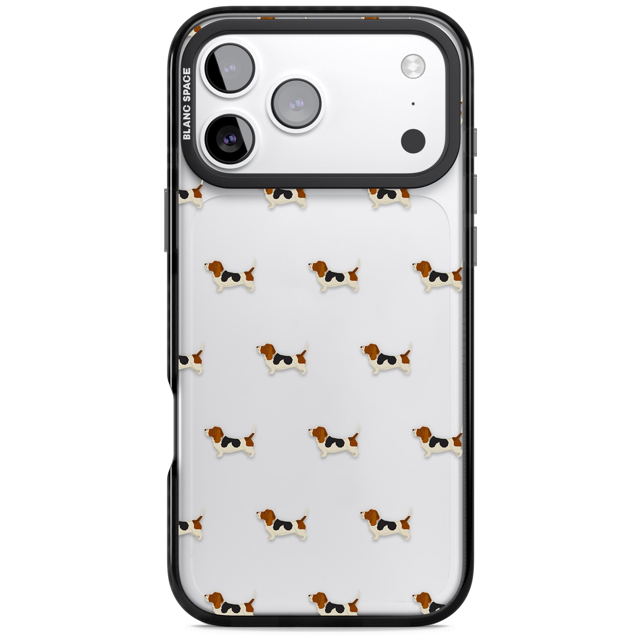 Basset Hound Pattern iPhone 17 Pro Max Impact Black Phone Case