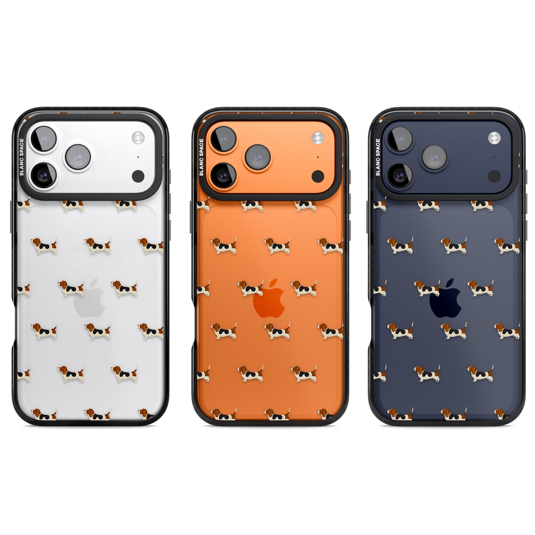 Basset Hound Pattern iPhone 17 Pro Impact Black Phone Case APT Impact Protection