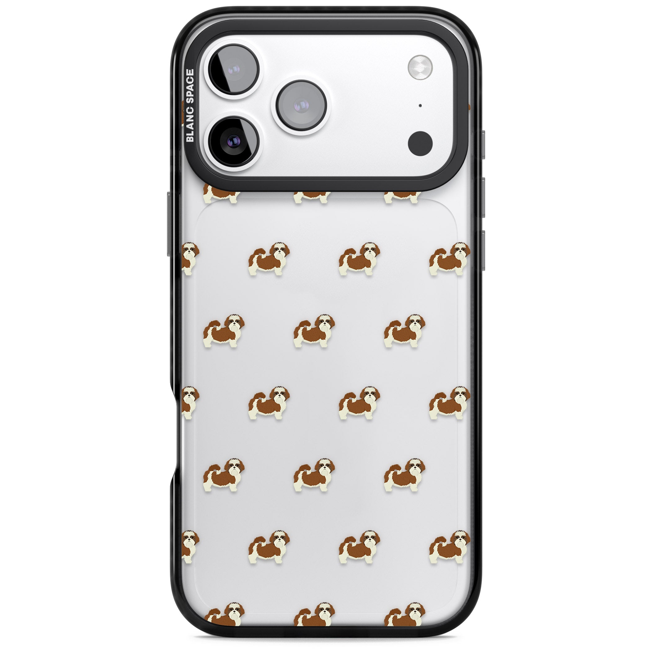 Shih Tzu Pattern Clear iPhone 17 Pro Max Impact Black Phone Case