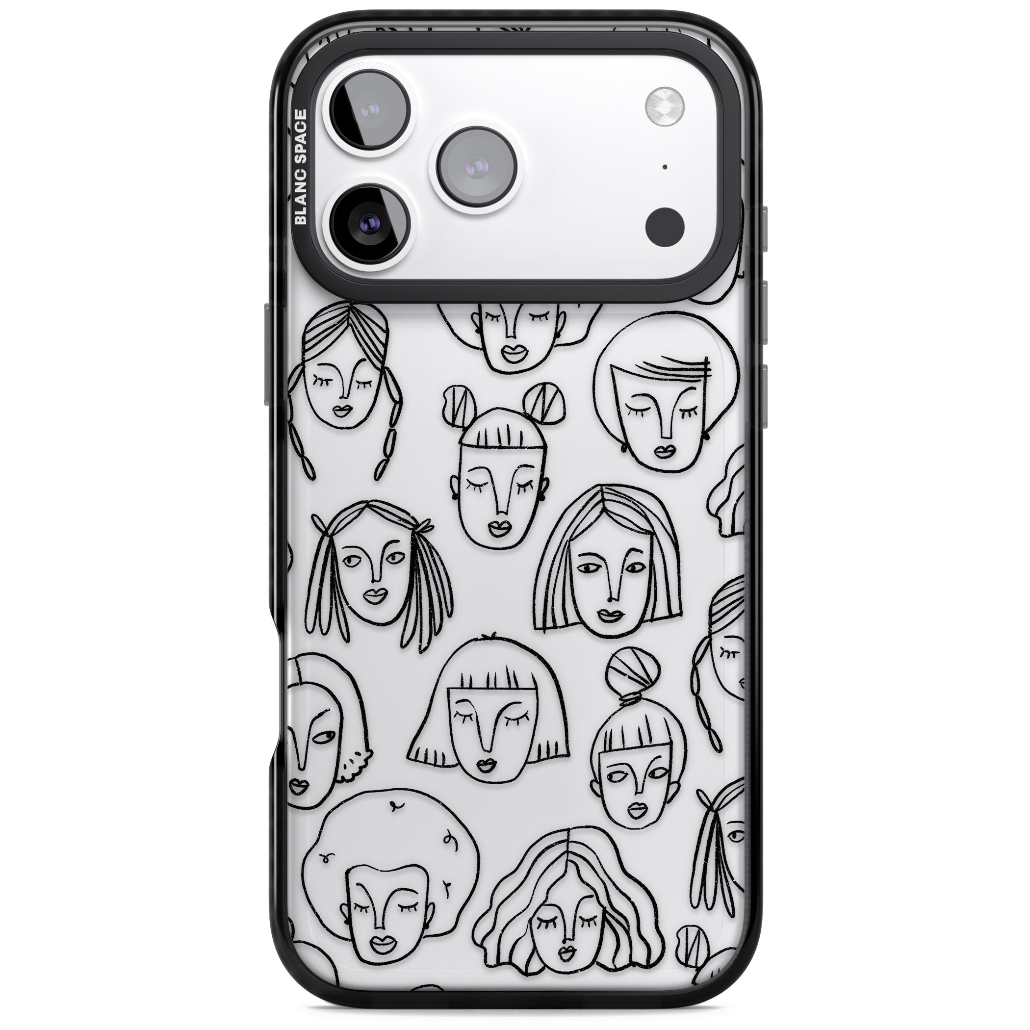 Doodle Face iPhone 17 Pro Max Impact Black Phone Case