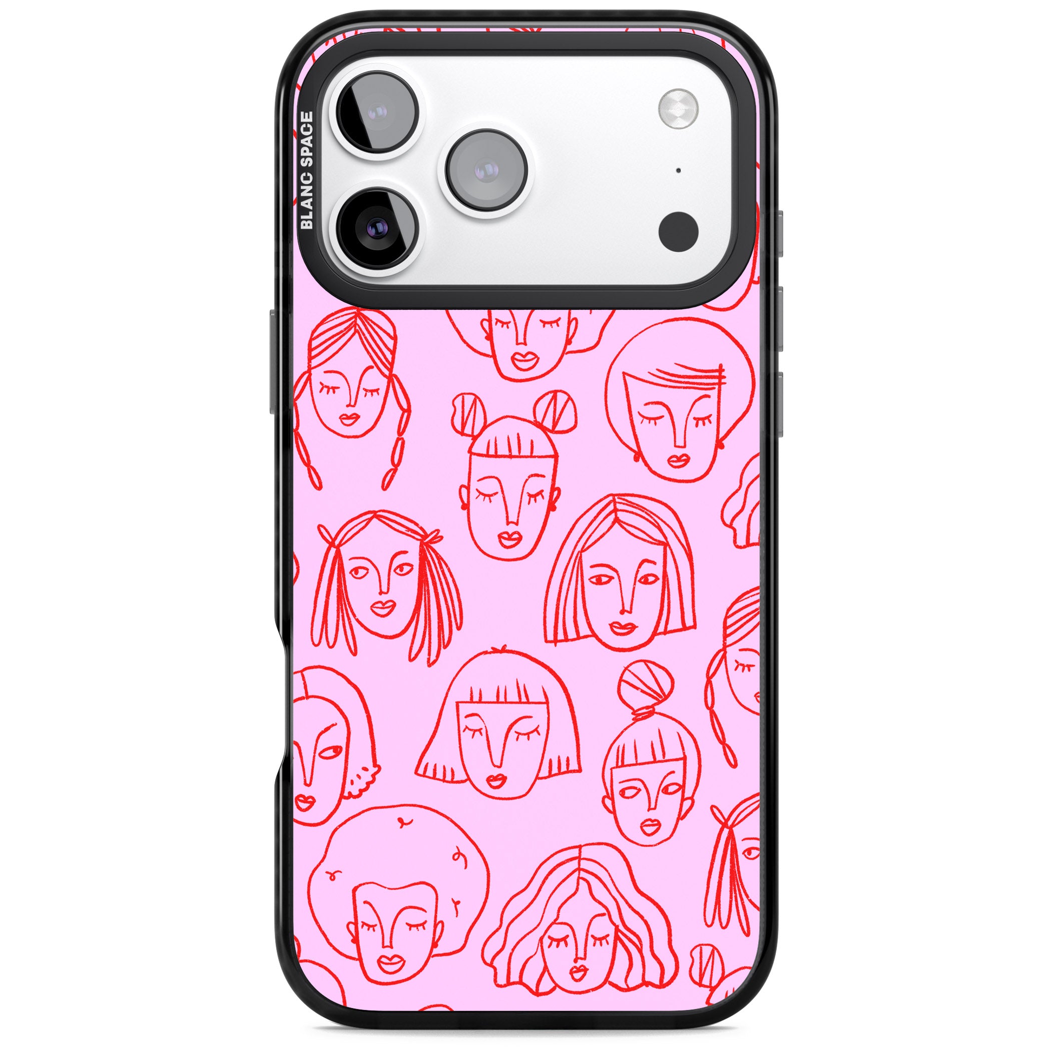 Girl Portrait Doodles iPhone 17 Pro Max Impact Black Phone Case