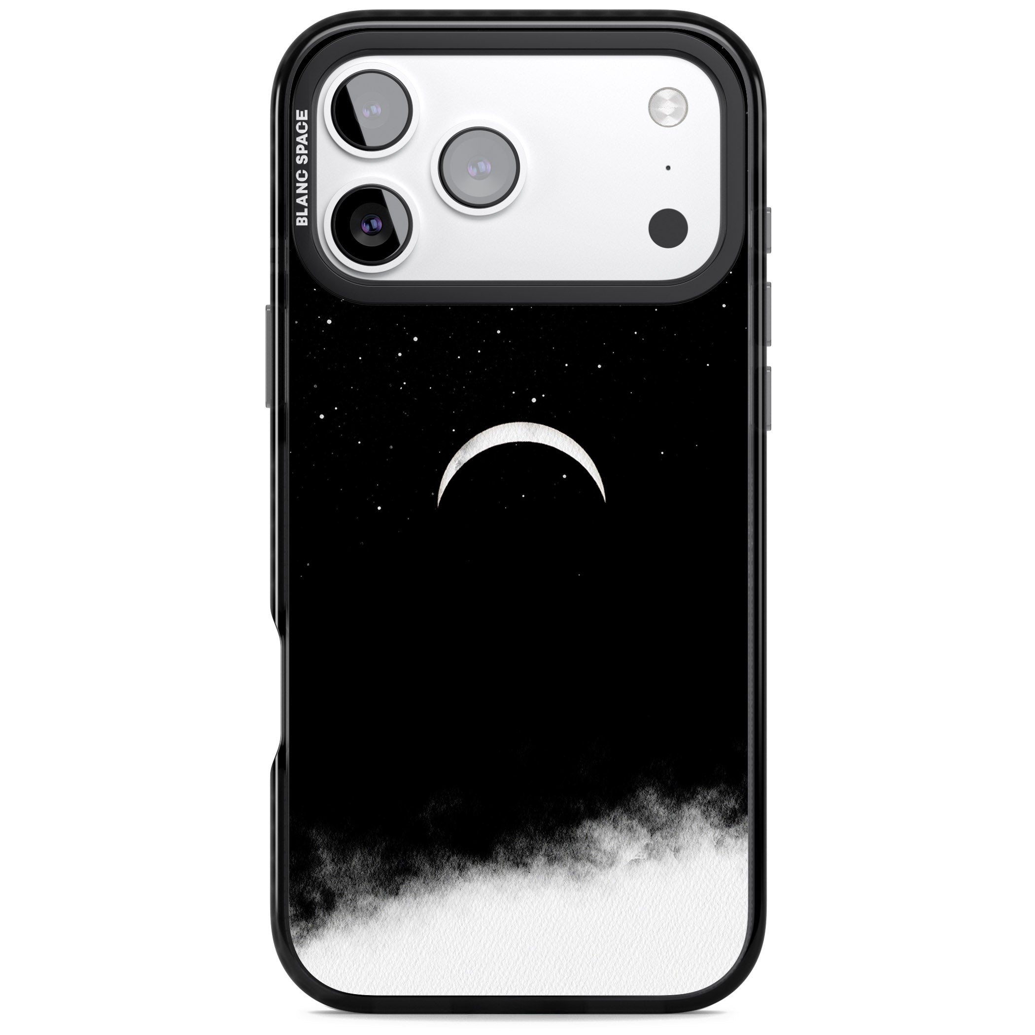 Crescent Moon Night Sky iPhone 17 Pro Max Impact Black Phone Case