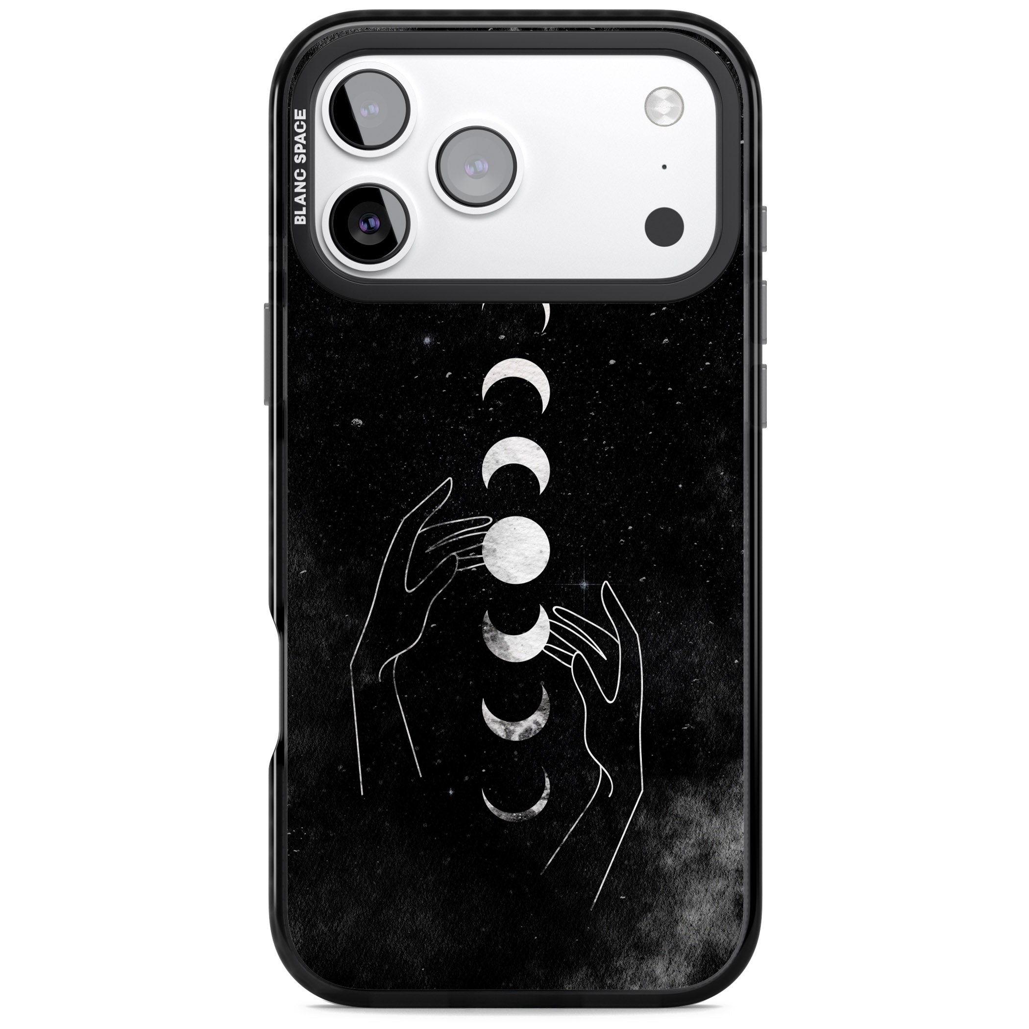 Moon Phases Hands iPhone 17 Pro Max Impact Black Phone Case