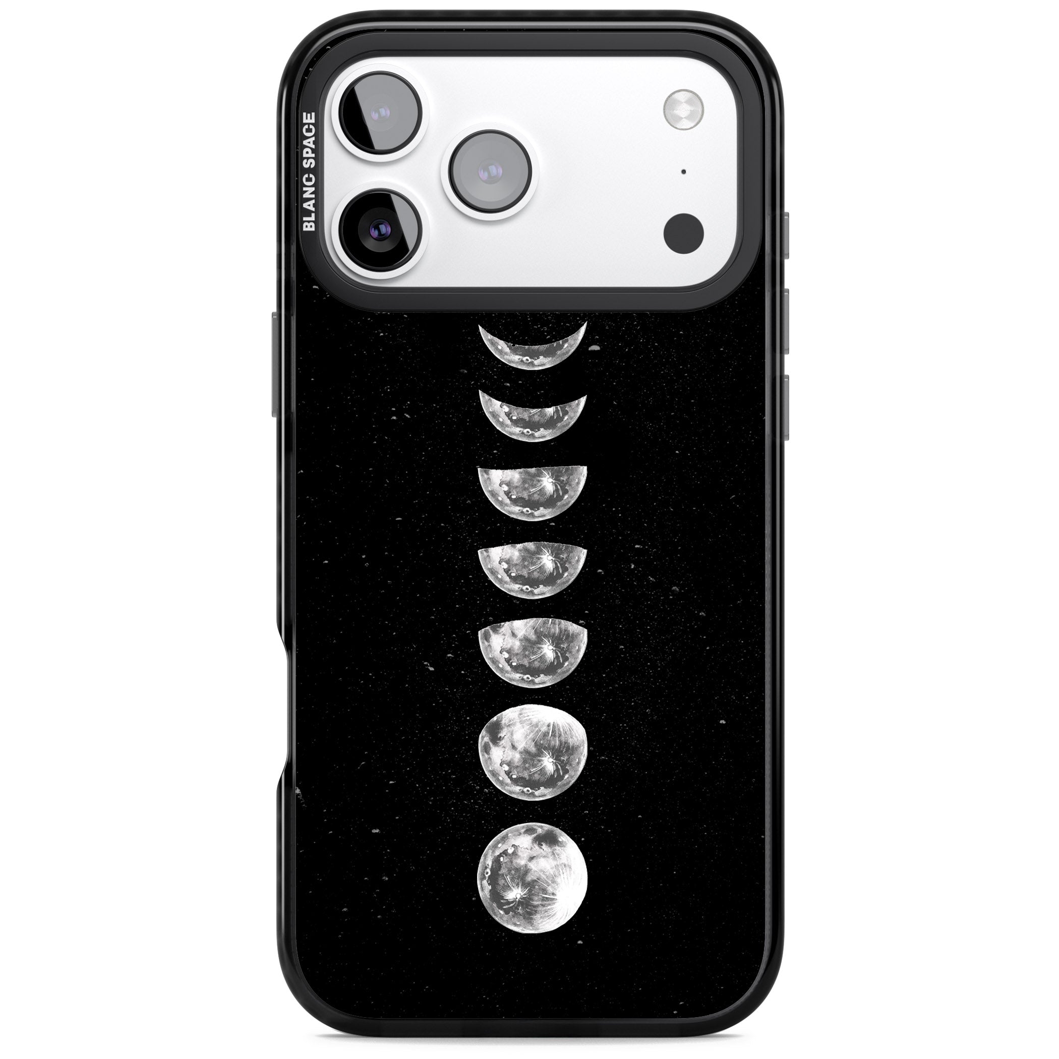 Light Watercolour Moons iPhone 17 Pro Max Impact Black Phone Case