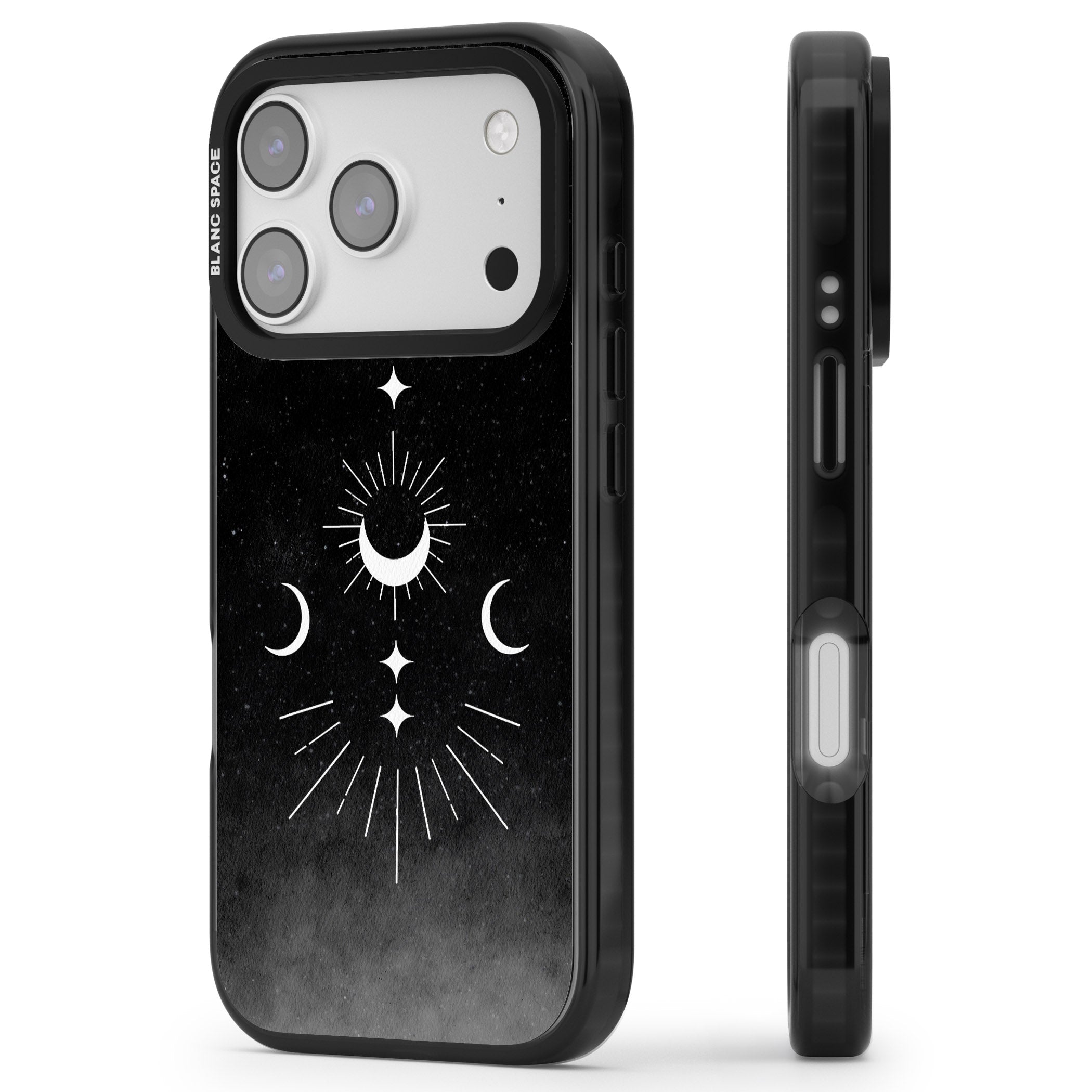 Lunar Mandala iPhone 17 Pro Max Impact Black Phone Case Side Profile