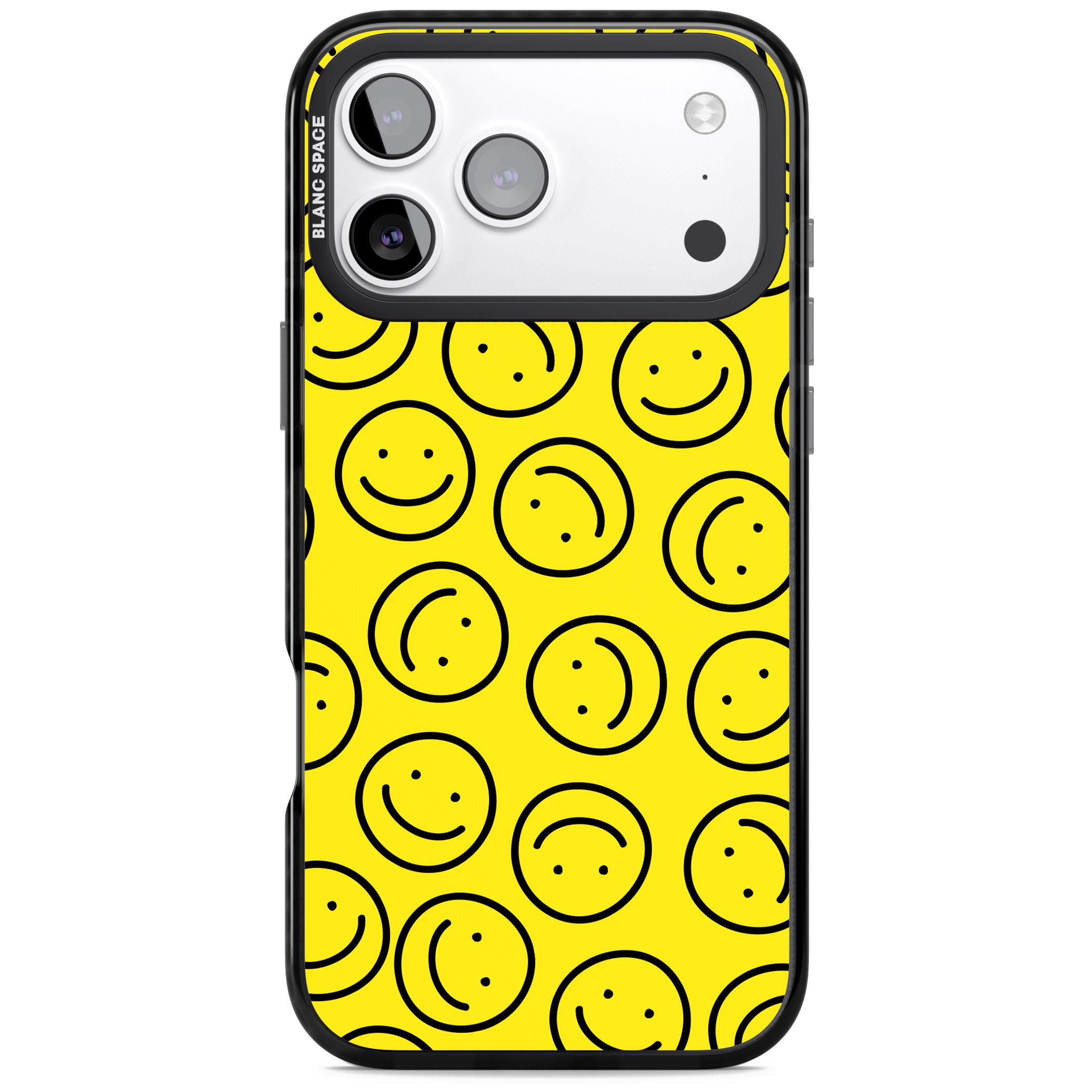 Happy Face Pattern iPhone 17 Pro Max Impact Black Phone Case