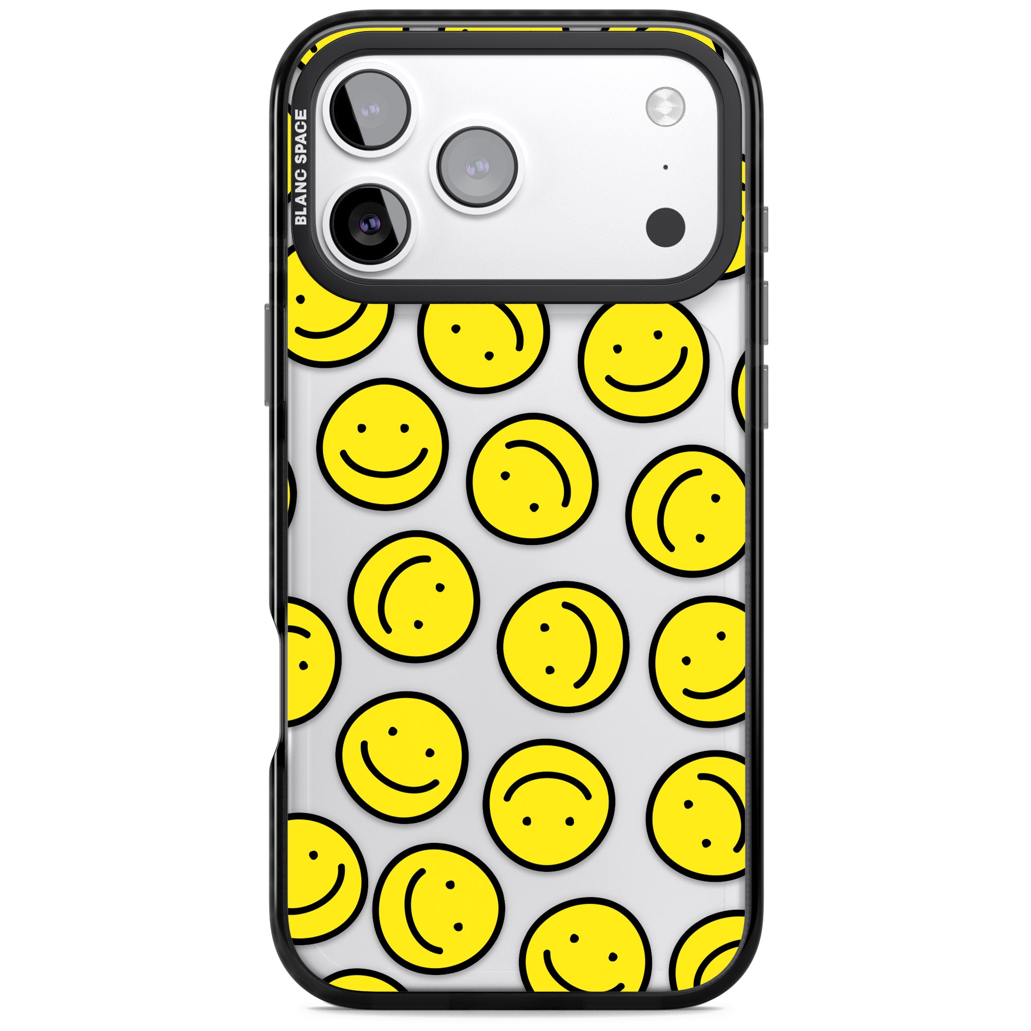 Smiley Face Pattern iPhone 17 Pro Max Impact Black Phone Case
