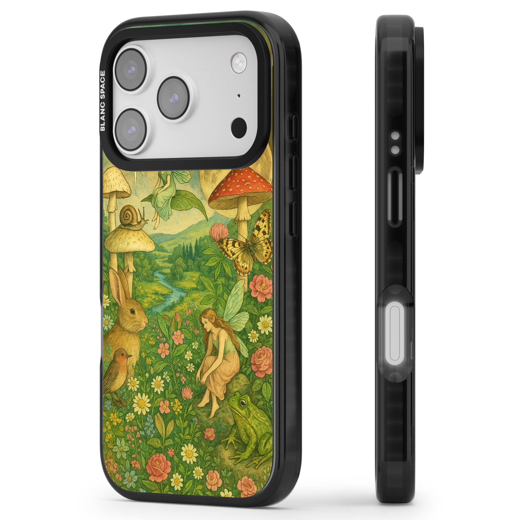 Fairies & Flowers iPhone 17 Pro Max Impact Black Phone Case Side Profile