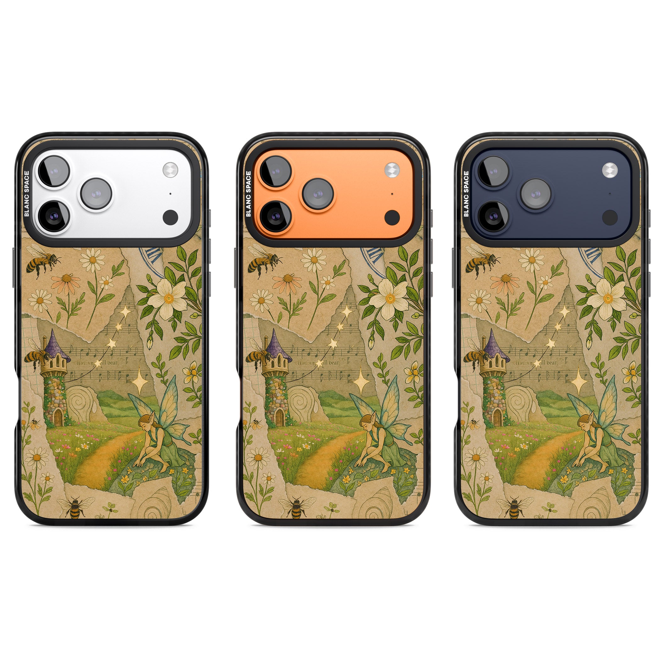 Floral Fairy Collage iPhone 17 Pro Impact Black Phone Case APT Impact Protection