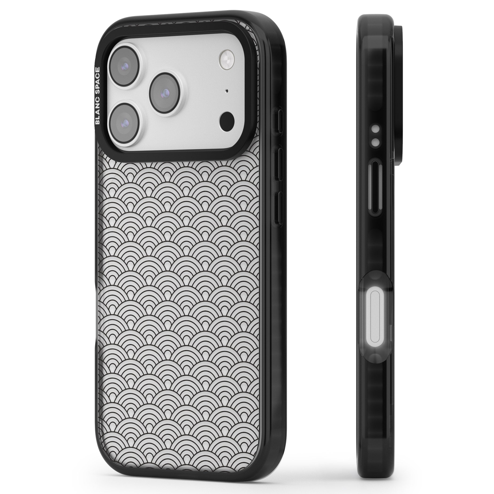 Scalloped Waves iPhone 17 Pro Max Impact Black Phone Case Side Profile
