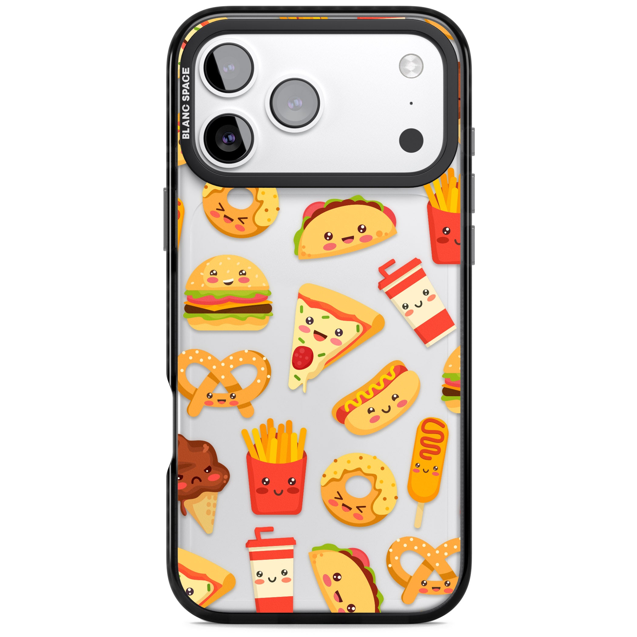 Fast Food Patterns Kawaii Fast Food Mix iPhone 17 Pro Max Impact Black Phone Case