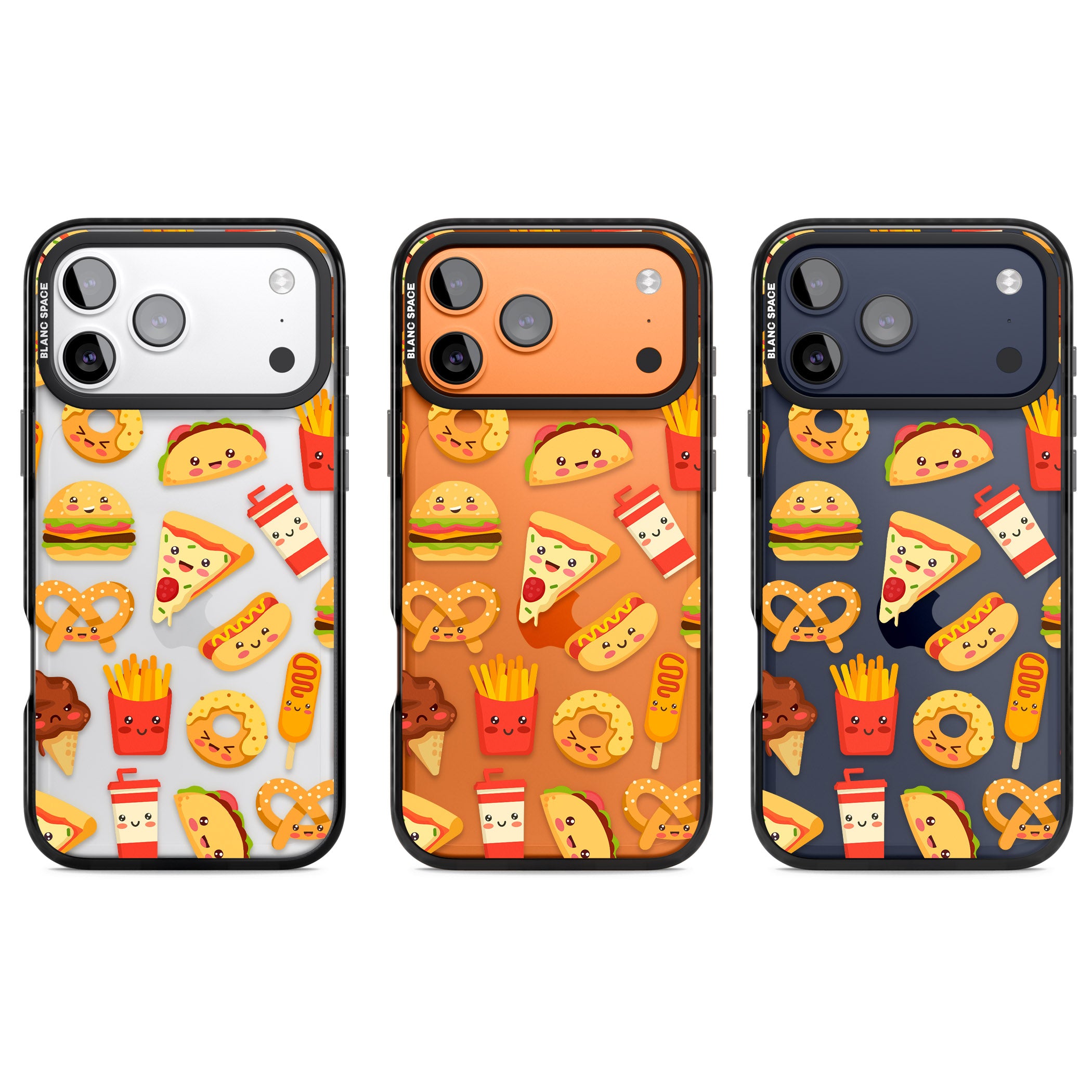Fast Food Patterns Kawaii Fast Food Mix iPhone 17 Pro Impact Black Phone Case APT Impact Protection