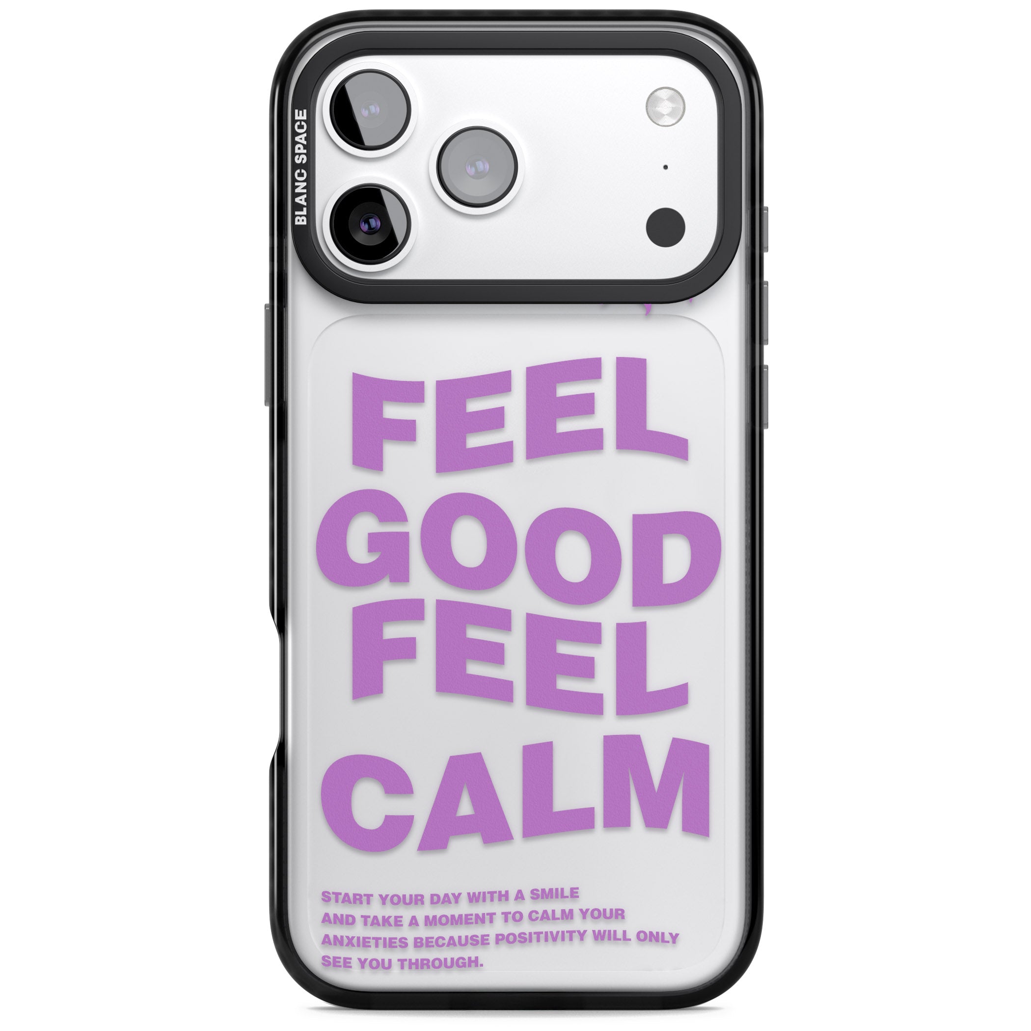 Feel Good Feel Calm (Purple) iPhone 17 Pro Max Impact Black Phone Case