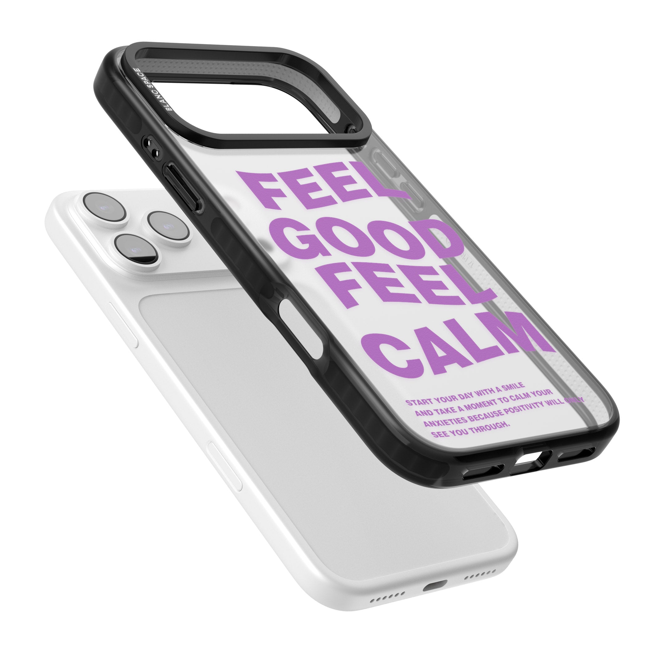Feel Good Feel Calm (Purple) iPhone 17 Pro Max Impact Black Phone Case Colours